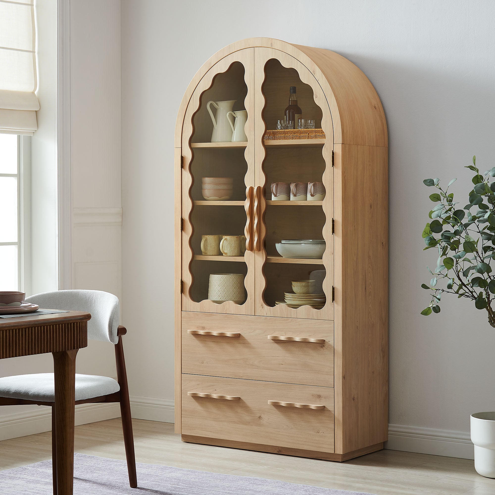 Modway Rory 76 Inch Arched Kitchen Pantry Display Cabinet