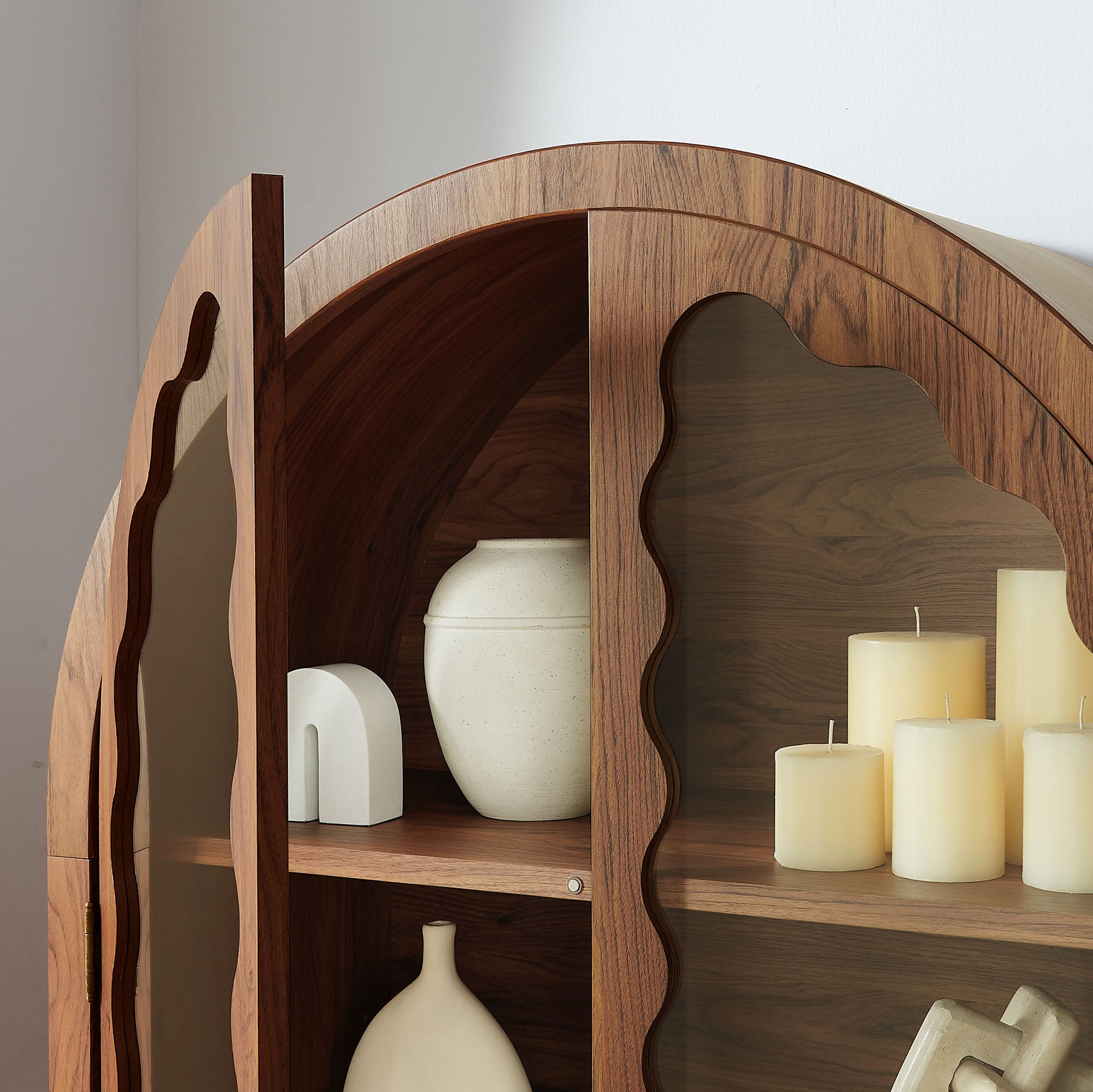 Modway Rory 76 Inch Arched Kitchen Pantry Display Cabinet