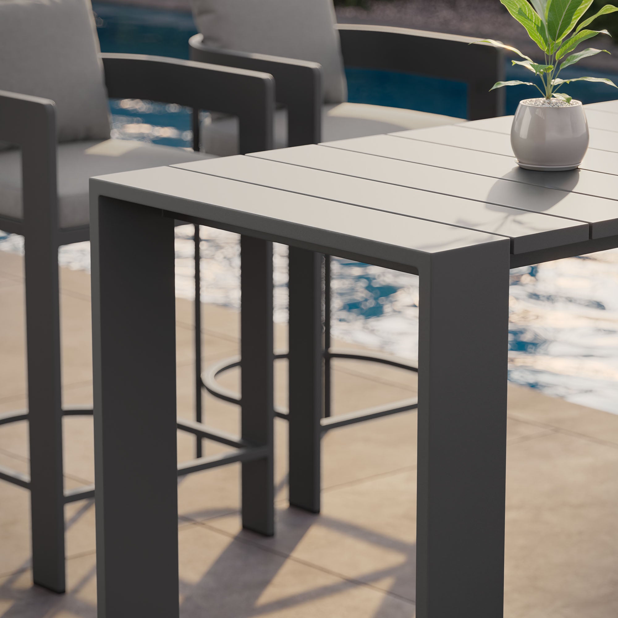 Modway Tahoe 59 Inch Rectangle Outdoor Patio Aluminum Bar Table