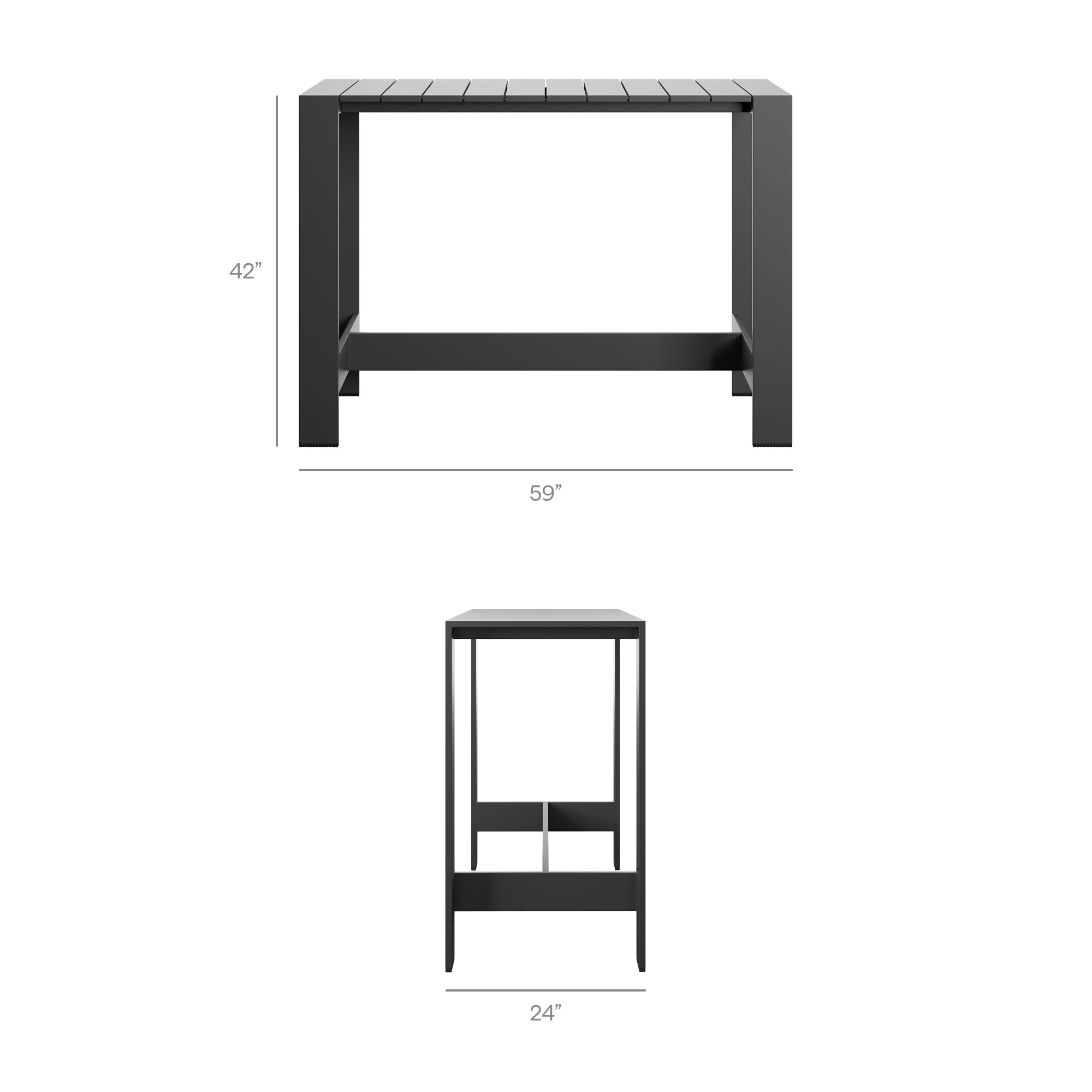 Modway Tahoe 59 Inch Rectangle Outdoor Patio Aluminum Bar Table