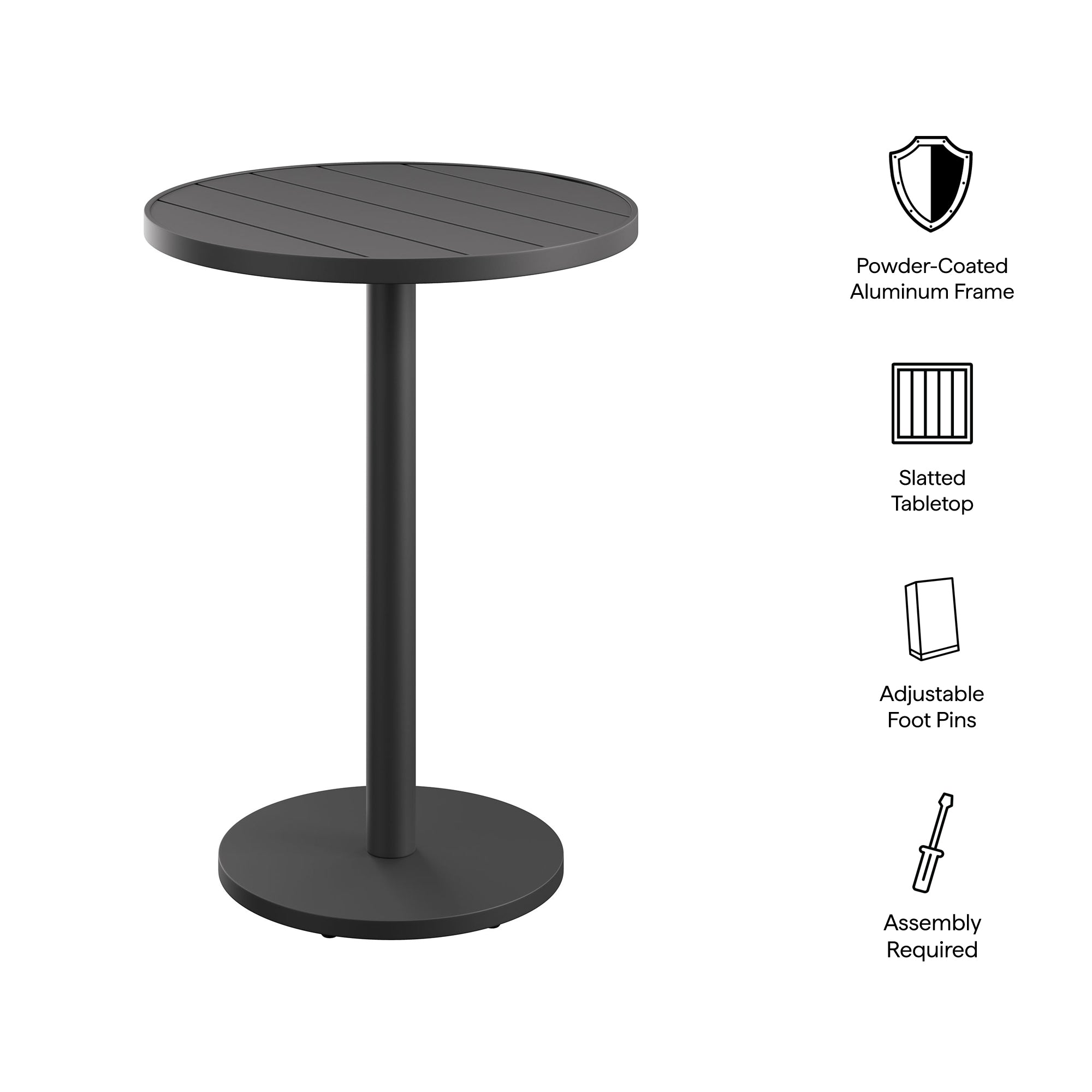 Modway EEI-7594 Tahoe 31 Inch Round Outdoor Patio Aluminum Bar Table