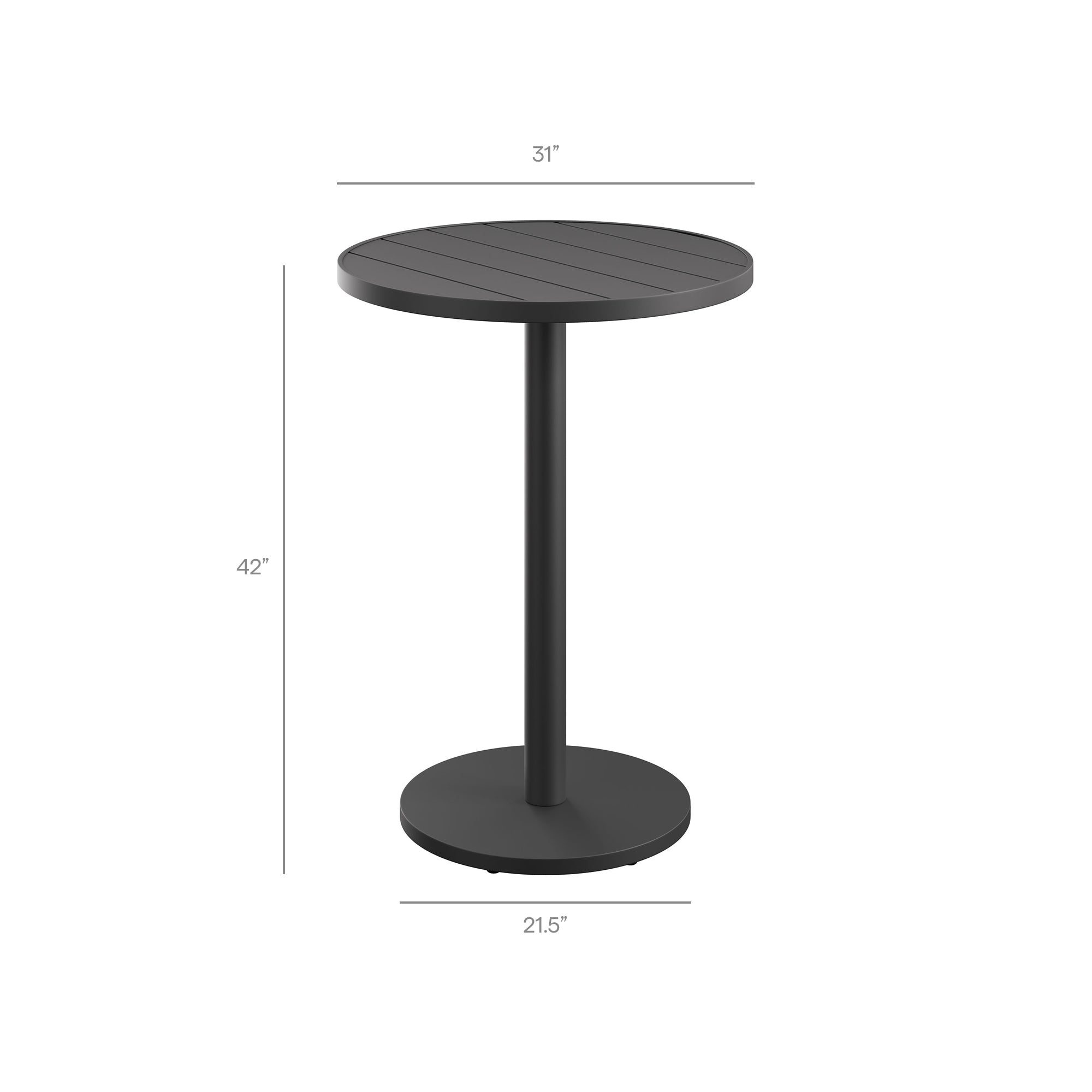 Modway Tahoe 31 Inch Round Outdoor Patio Aluminum Bar Table