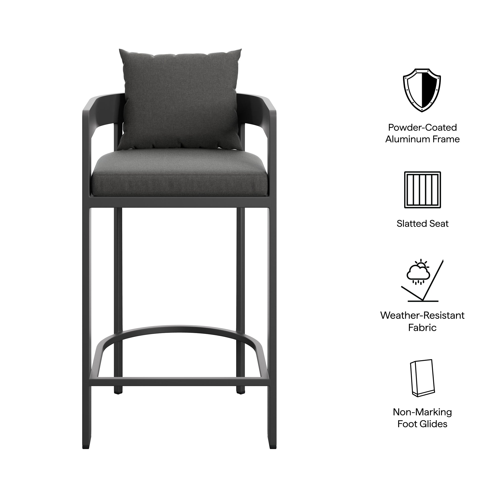 Modway EEI-7595 Tahoe Outdoor Patio Patio Aluminum Bar Chair