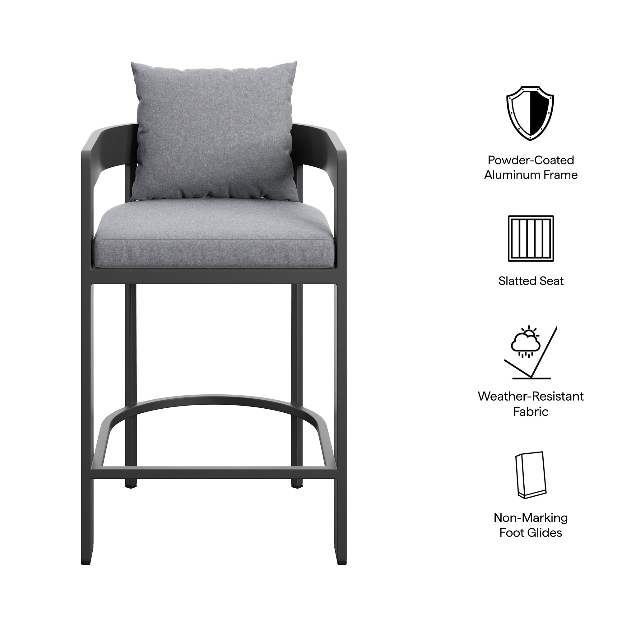Modway EEI-7596 Tahoe Outdoor Patio Patio Aluminum Counter Stool