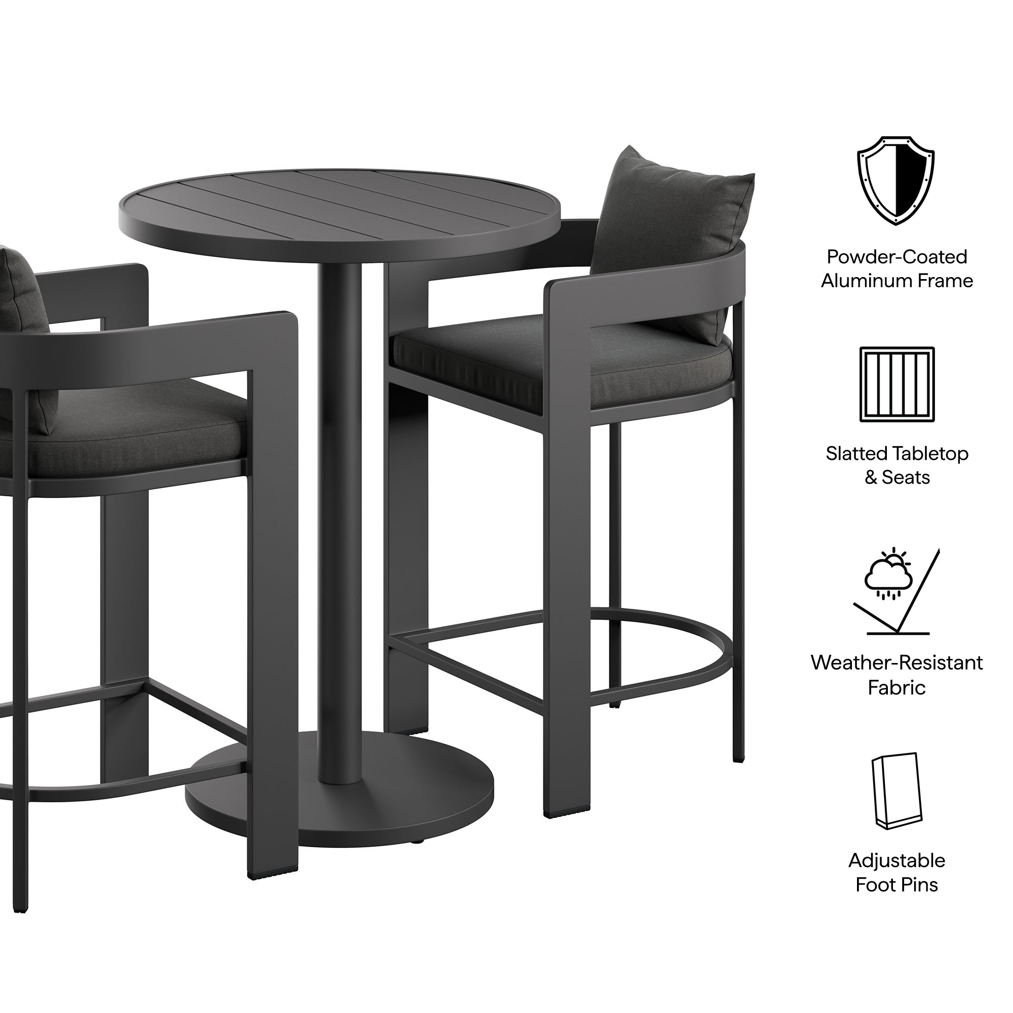 Modway Tahoe 3-Piece Outdoor Patio Aluminum Bar Set
