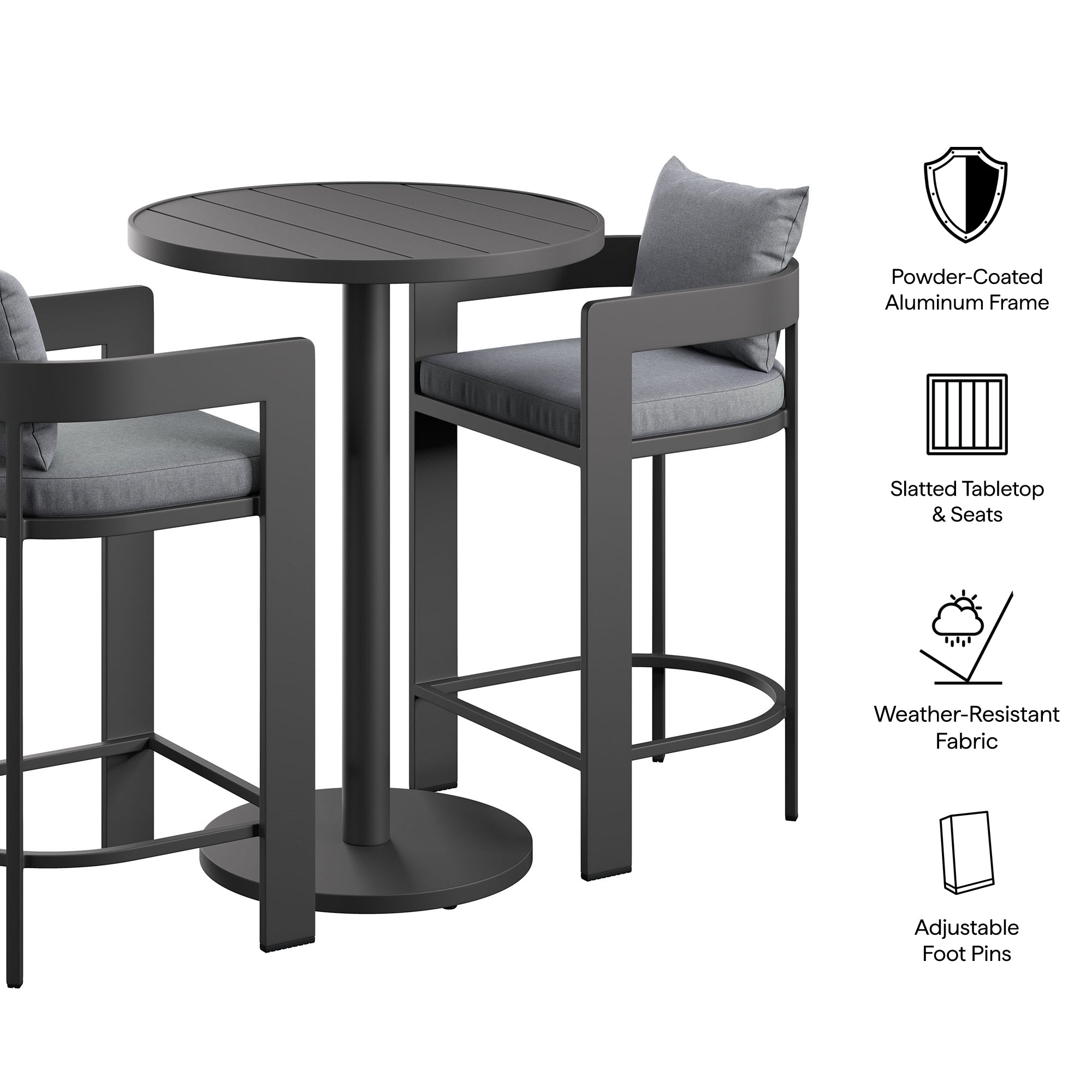 Modway EEI-7597 Tahoe 3-Piece Outdoor Patio Aluminum Bar Set