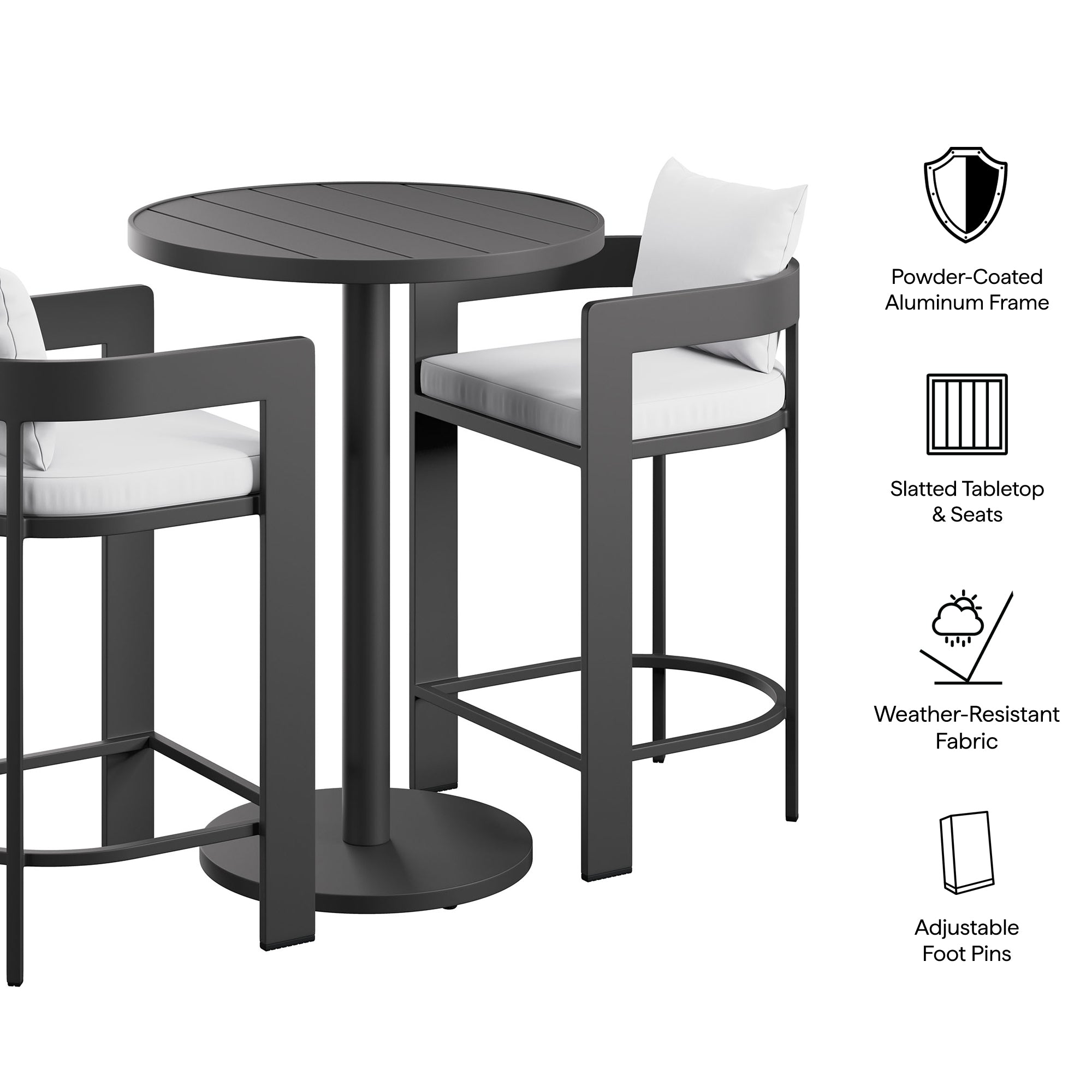 Modway EEI-7597 Tahoe 3-Piece Outdoor Patio Aluminum Bar Set