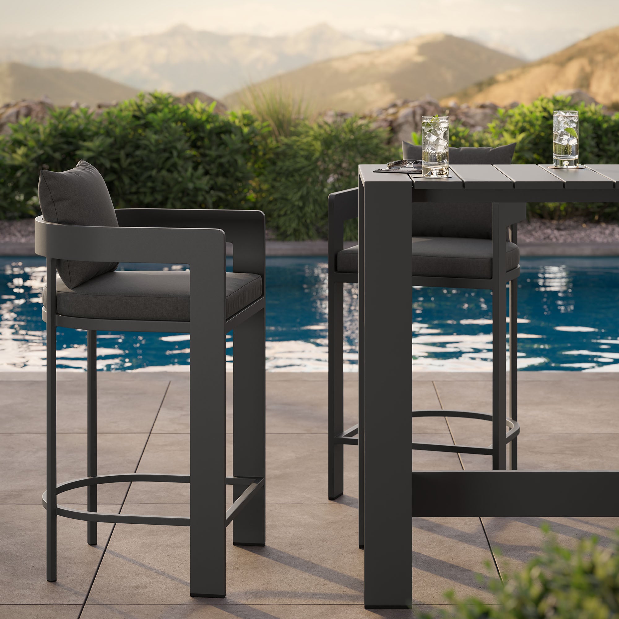 Modway EEI-7598 Tahoe 3-Piece Outdoor Patio Aluminum Bar Table Set