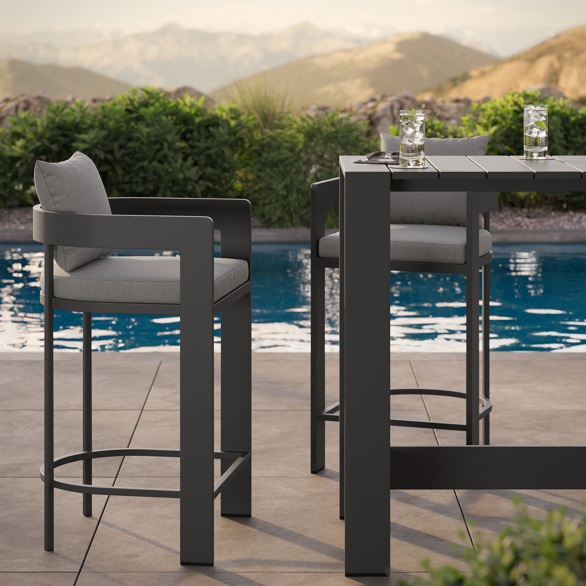 Modway EEI-7598 Tahoe 3-Piece Outdoor Patio Aluminum Bar Table Set