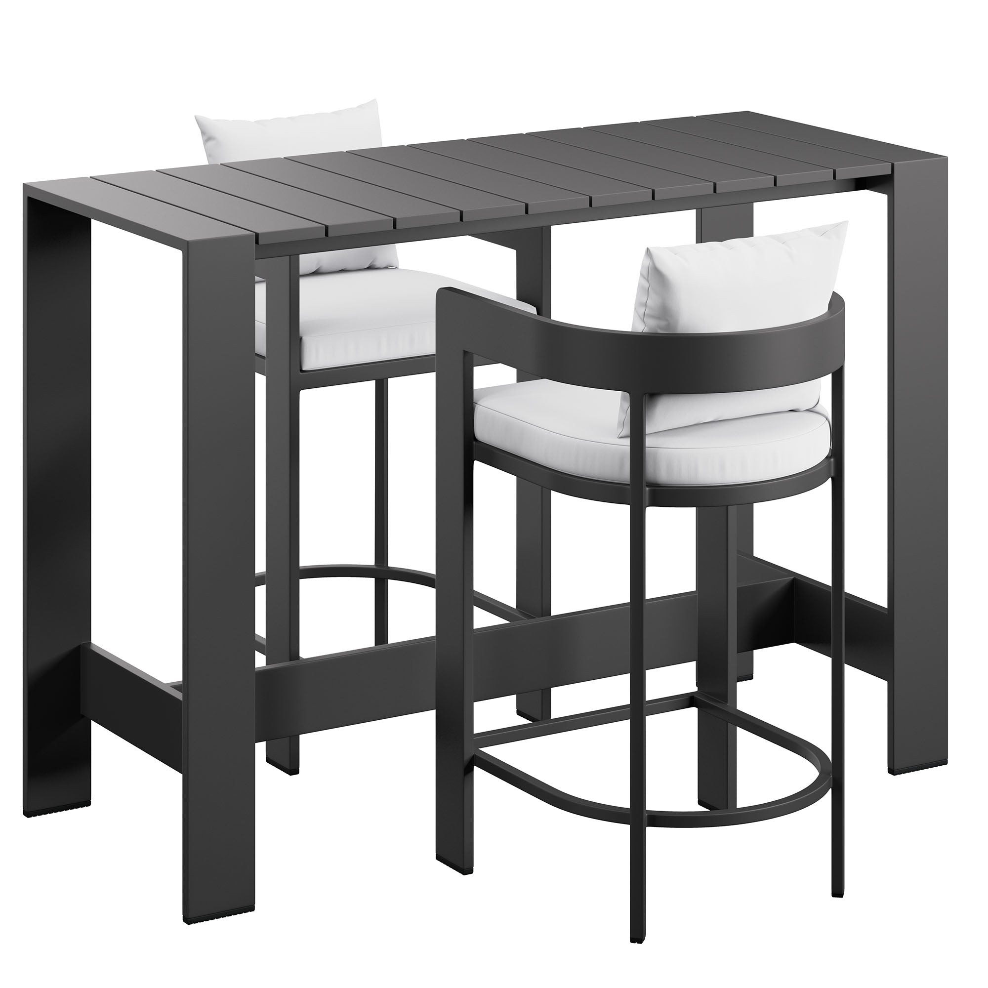 Modway Tahoe 3-Piece Outdoor Patio Aluminum Bar Table Set