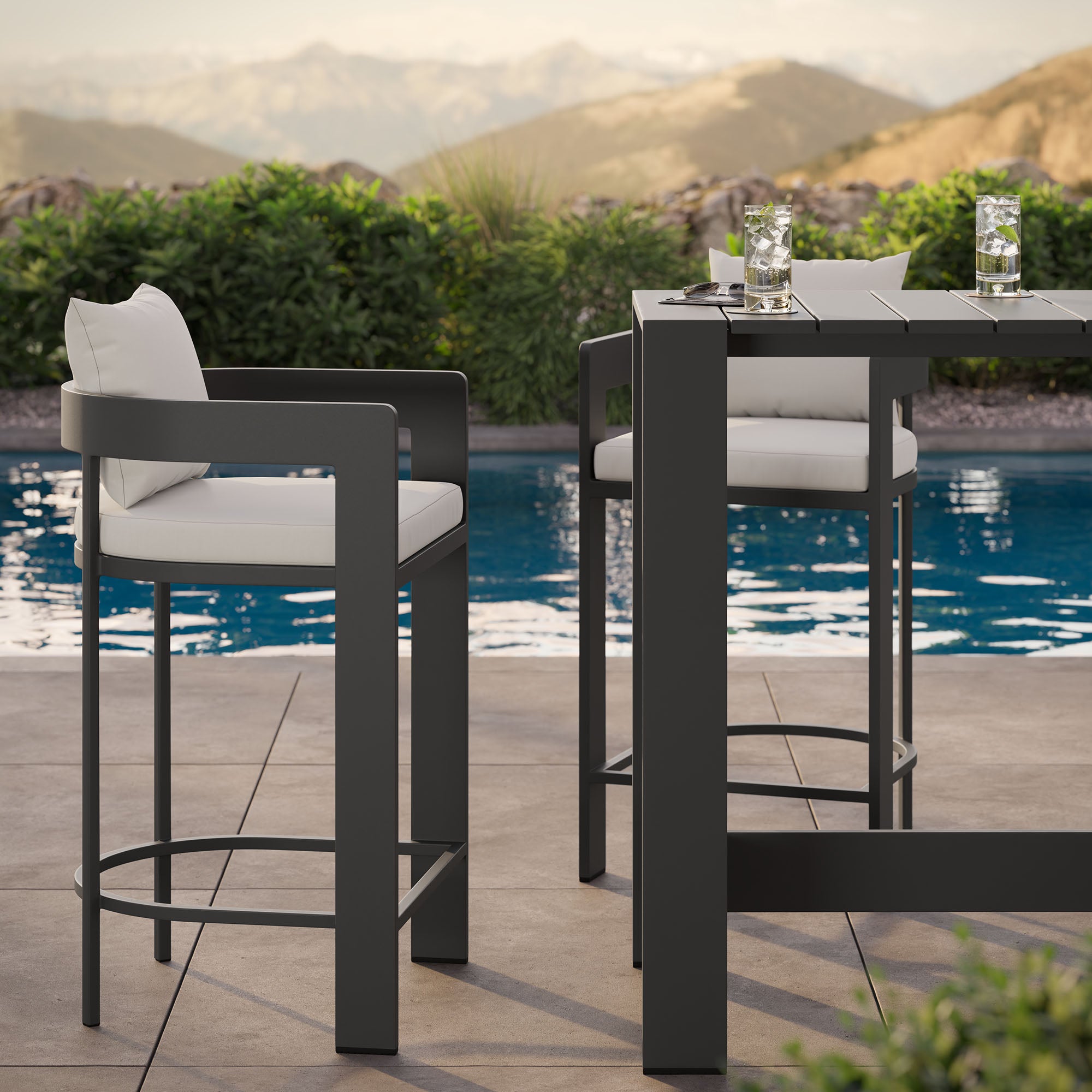 Modway Tahoe 3-Piece Outdoor Patio Aluminum Bar Table Set