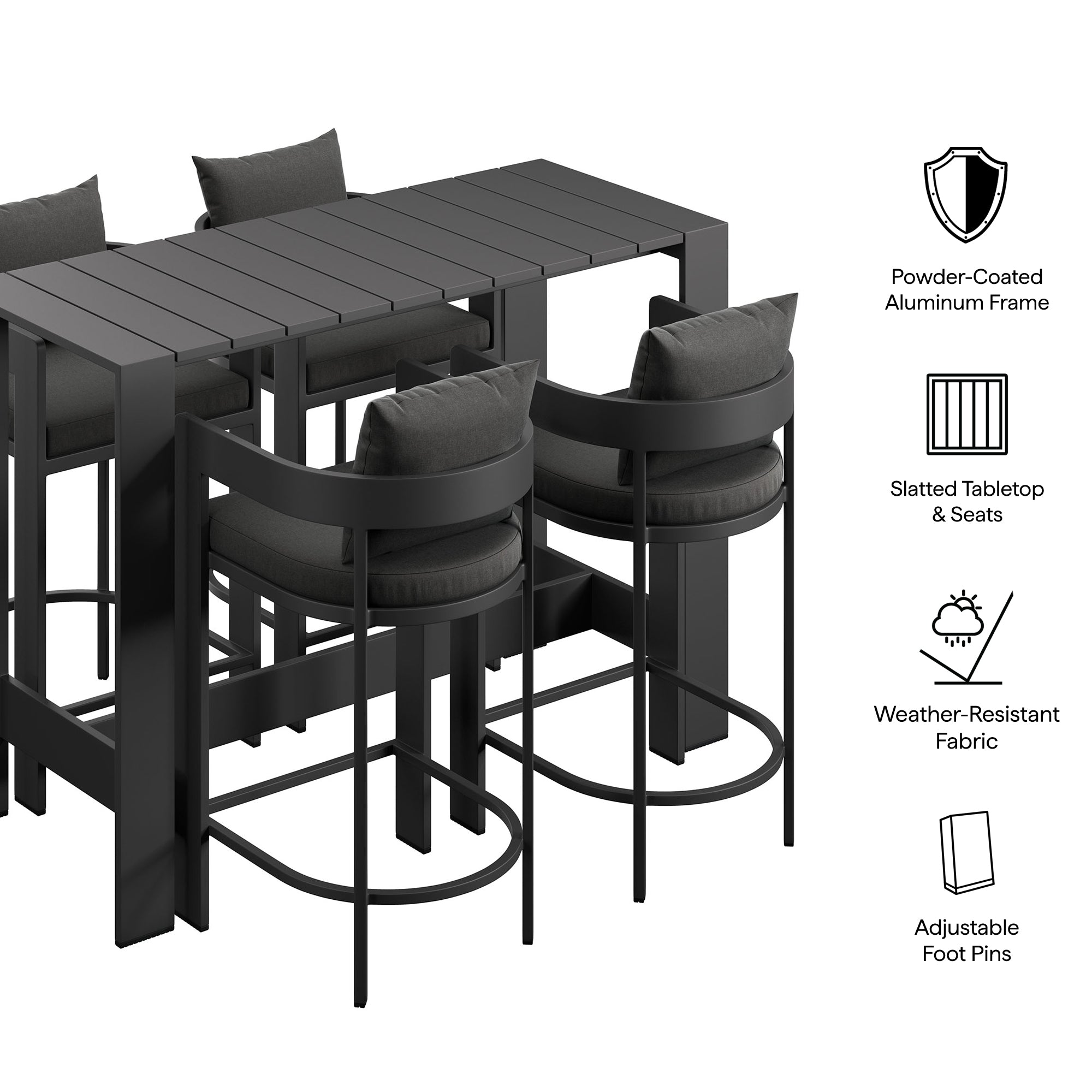 Modway EEI-7599 Tahoe 5-Piece Outdoor Patio Bar Table Set