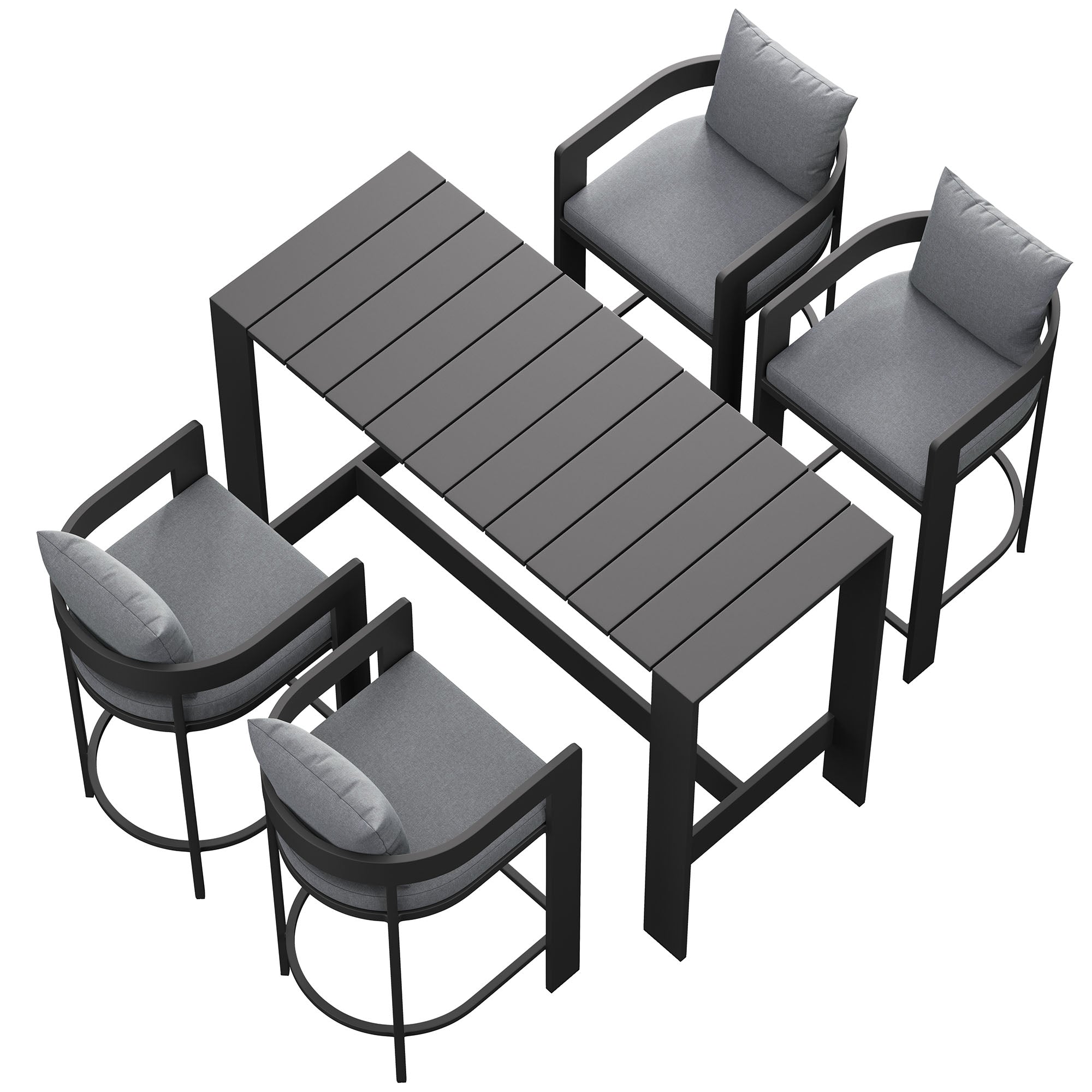 Modway Tahoe 5-Piece Outdoor Patio Bar Table Set