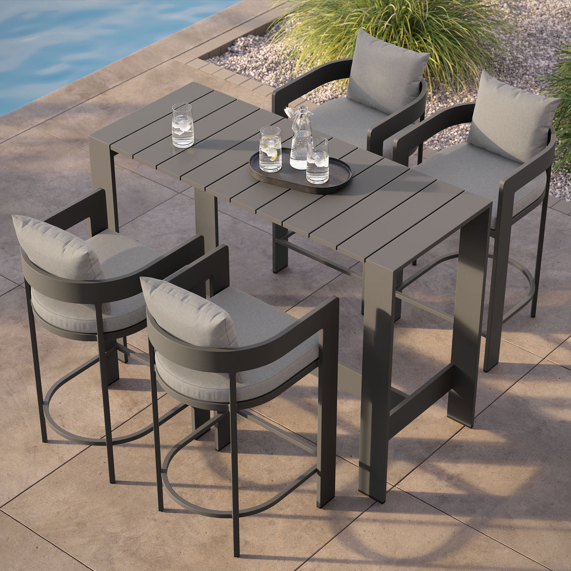 Modway EEI-7599 Tahoe 5-Piece Outdoor Patio Bar Table Set