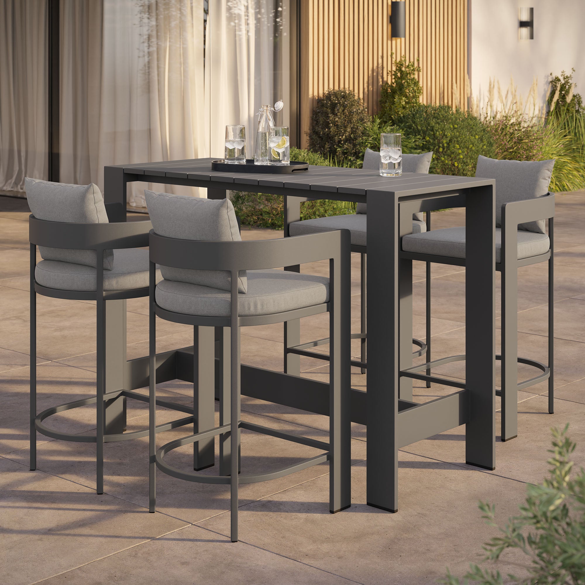 Modway Tahoe 5-Piece Outdoor Patio Bar Table Set