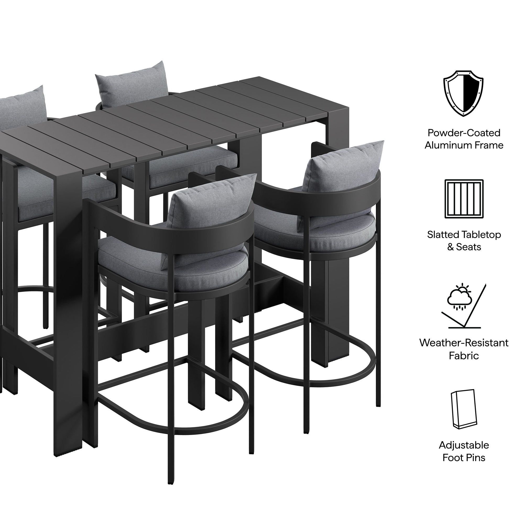 Modway Tahoe 5-Piece Outdoor Patio Bar Table Set
