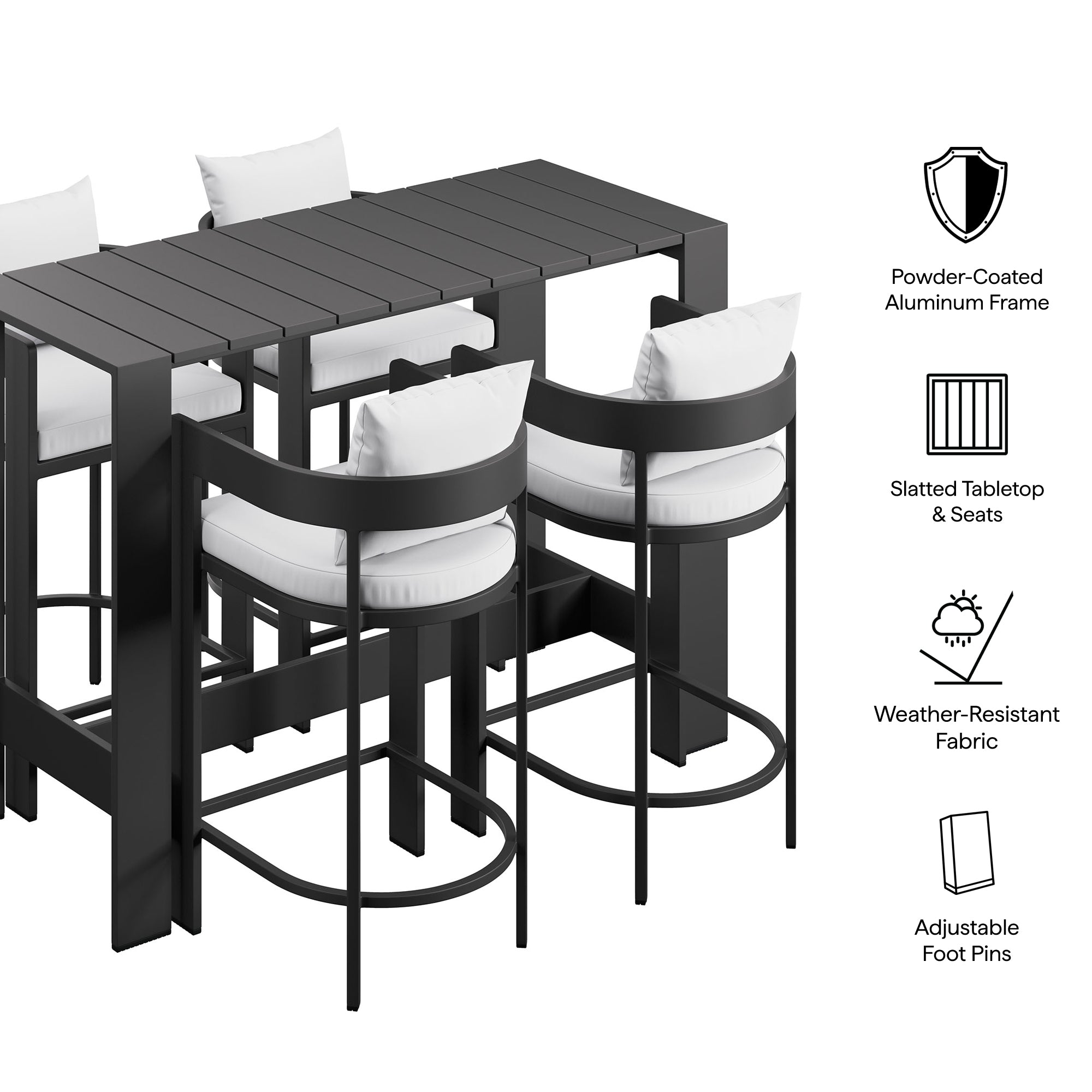 Modway EEI-7599 Tahoe 5-Piece Outdoor Patio Bar Table Set