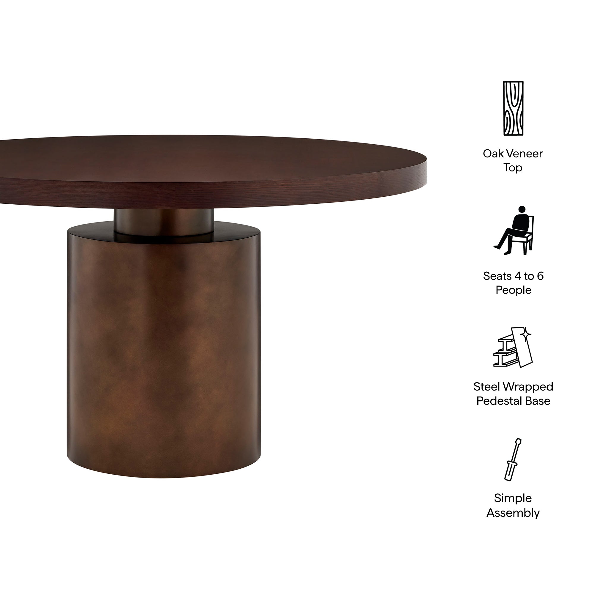 Modway EEI-7600 Annette 54 Inch Round Pedestal Base Dining Table