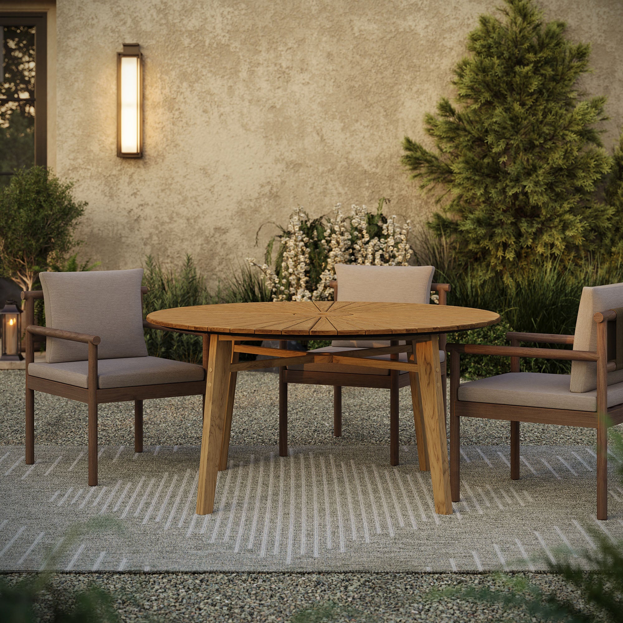 Modway Cielo 59" Sunburst Outdoor Patio Teak Dining Table