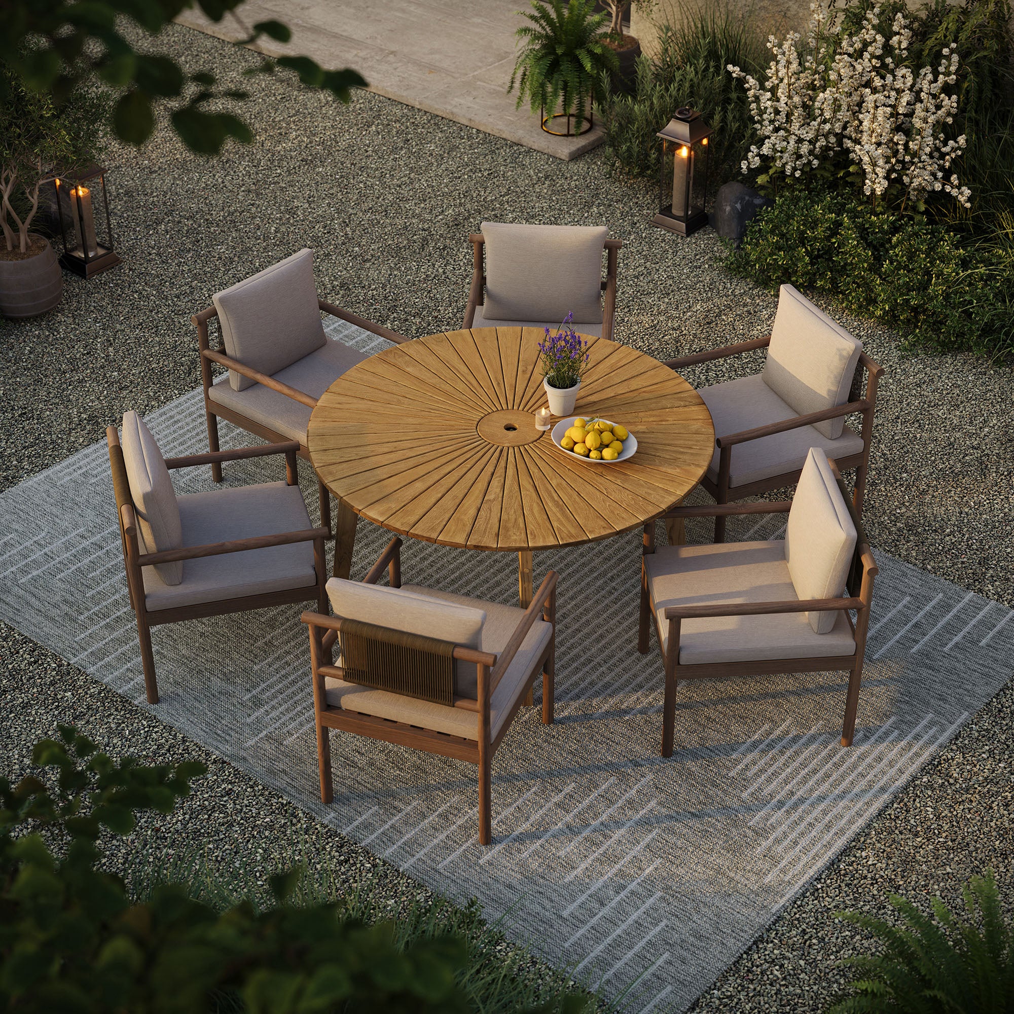 Modway EEI-7601 Cielo 59" Sunburst Outdoor Patio Teak Dining Table