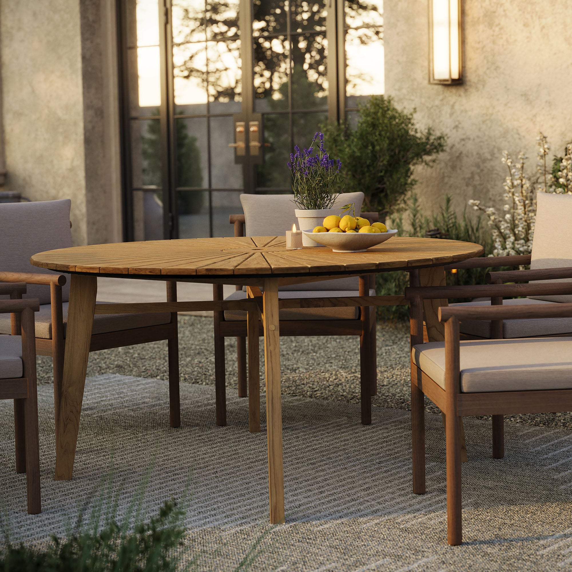 Modway EEI-7601 Cielo 59" Sunburst Outdoor Patio Teak Dining Table