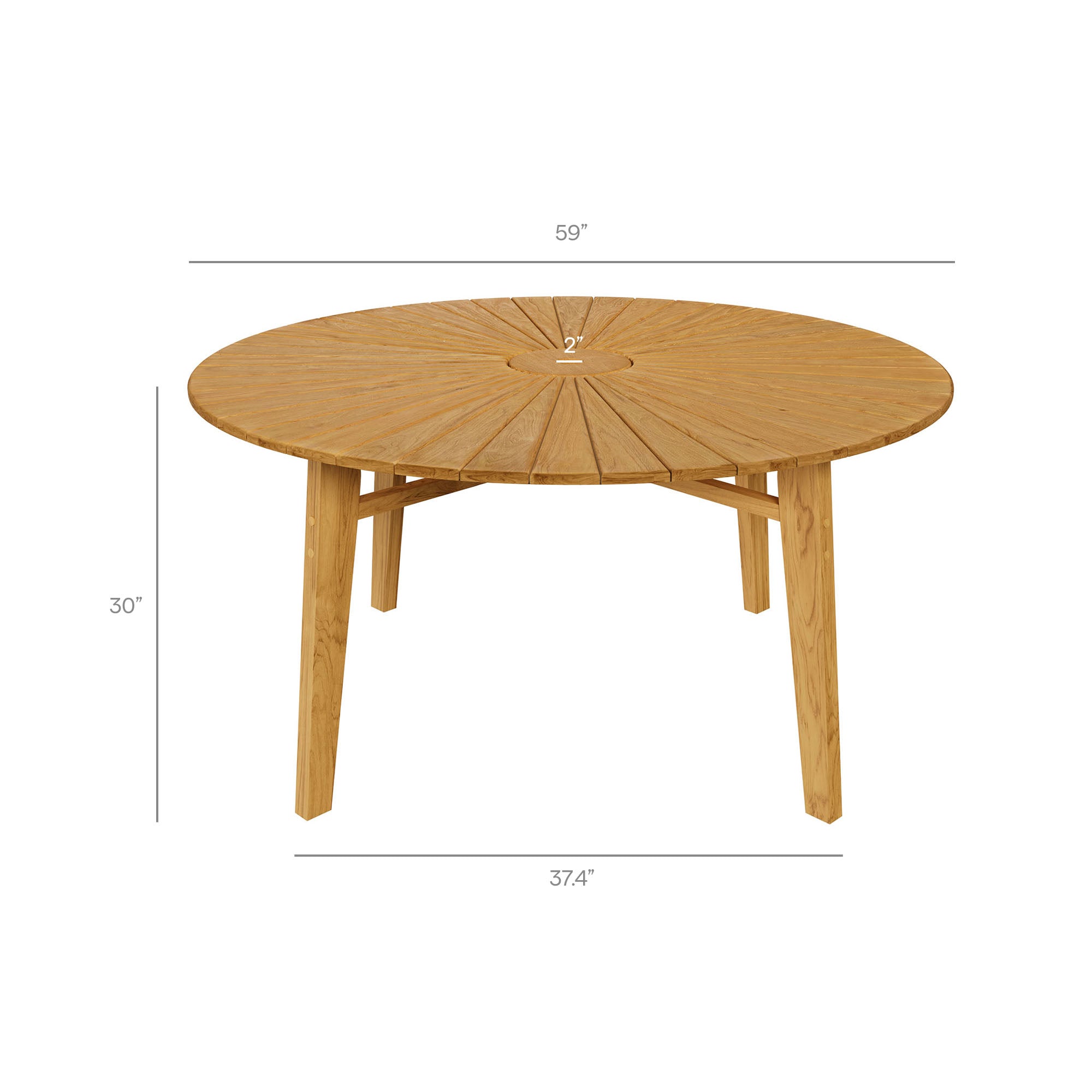 Modway Cielo 59" Sunburst Outdoor Patio Teak Dining Table
