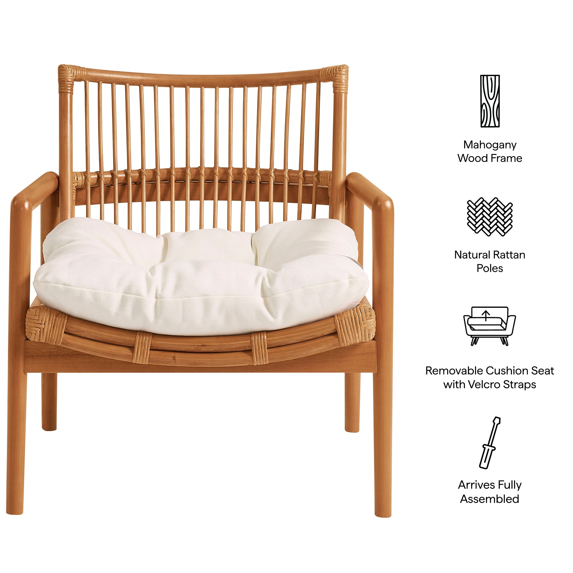 Modway EEI-7602 Tula Wood Rattan Lounge Chair
