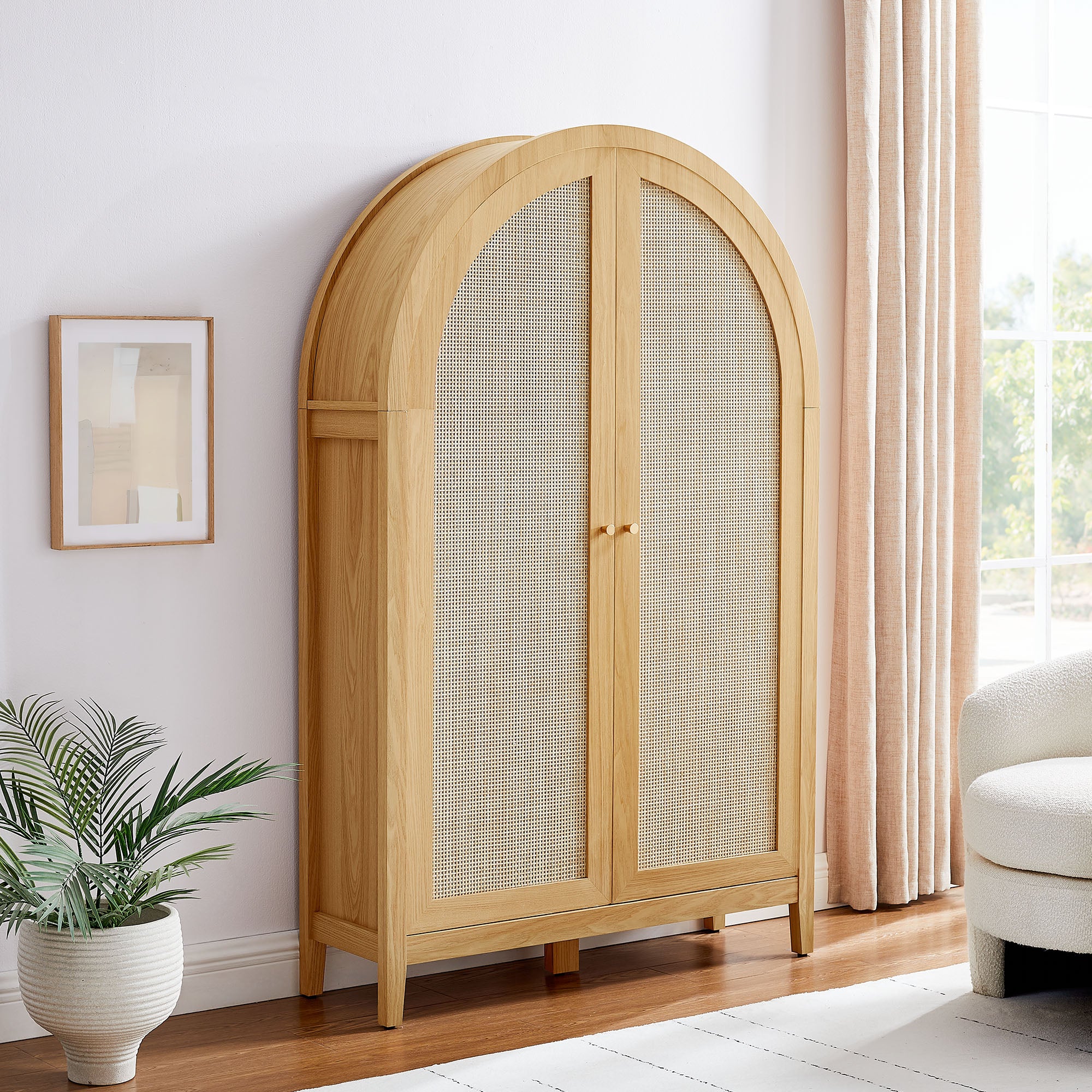 Modway EEI-7604 Calista 63 Inch Arched Storage Cabinet With Folding Desk