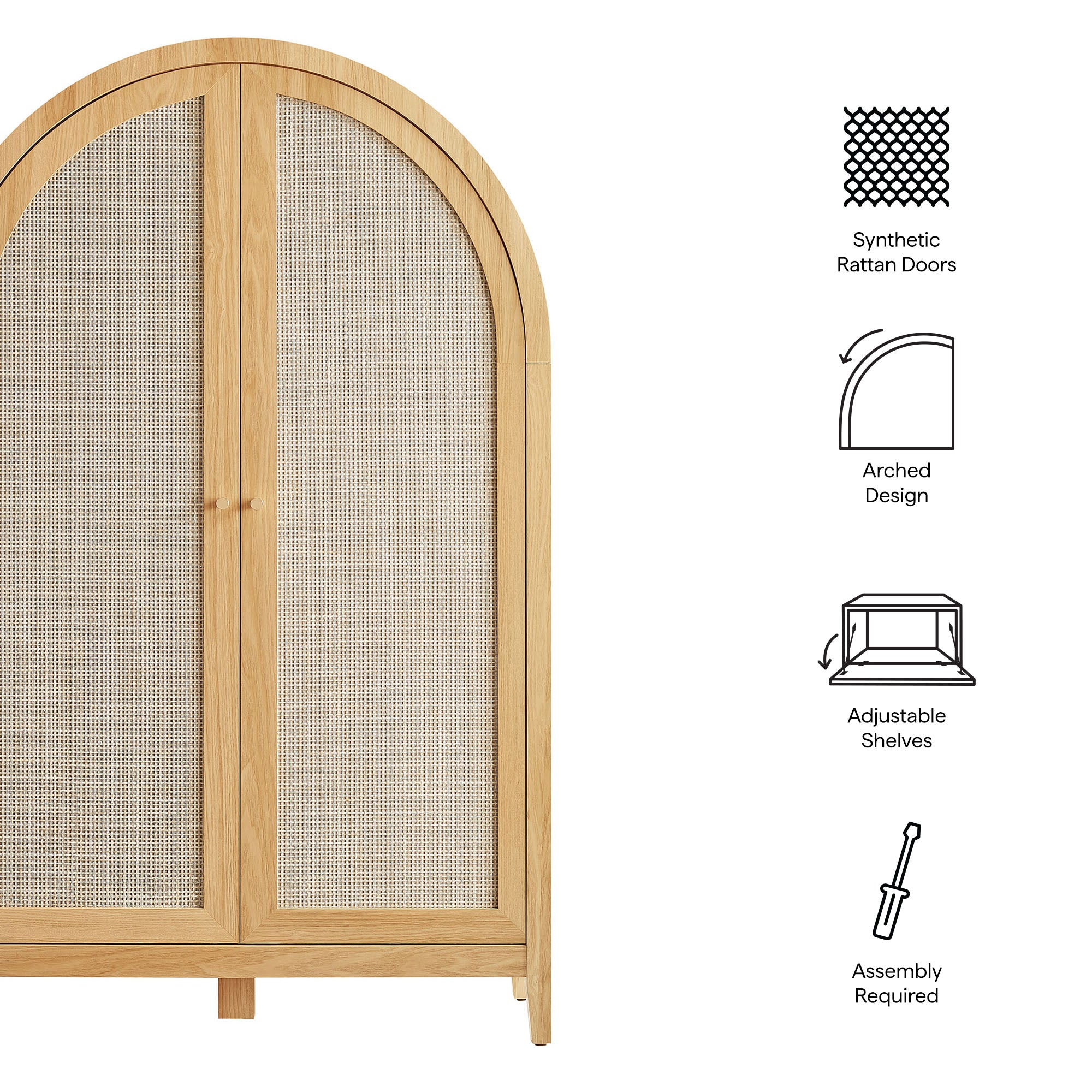 Modway EEI-7604 Calista 63 Inch Arched Storage Cabinet With Folding Desk