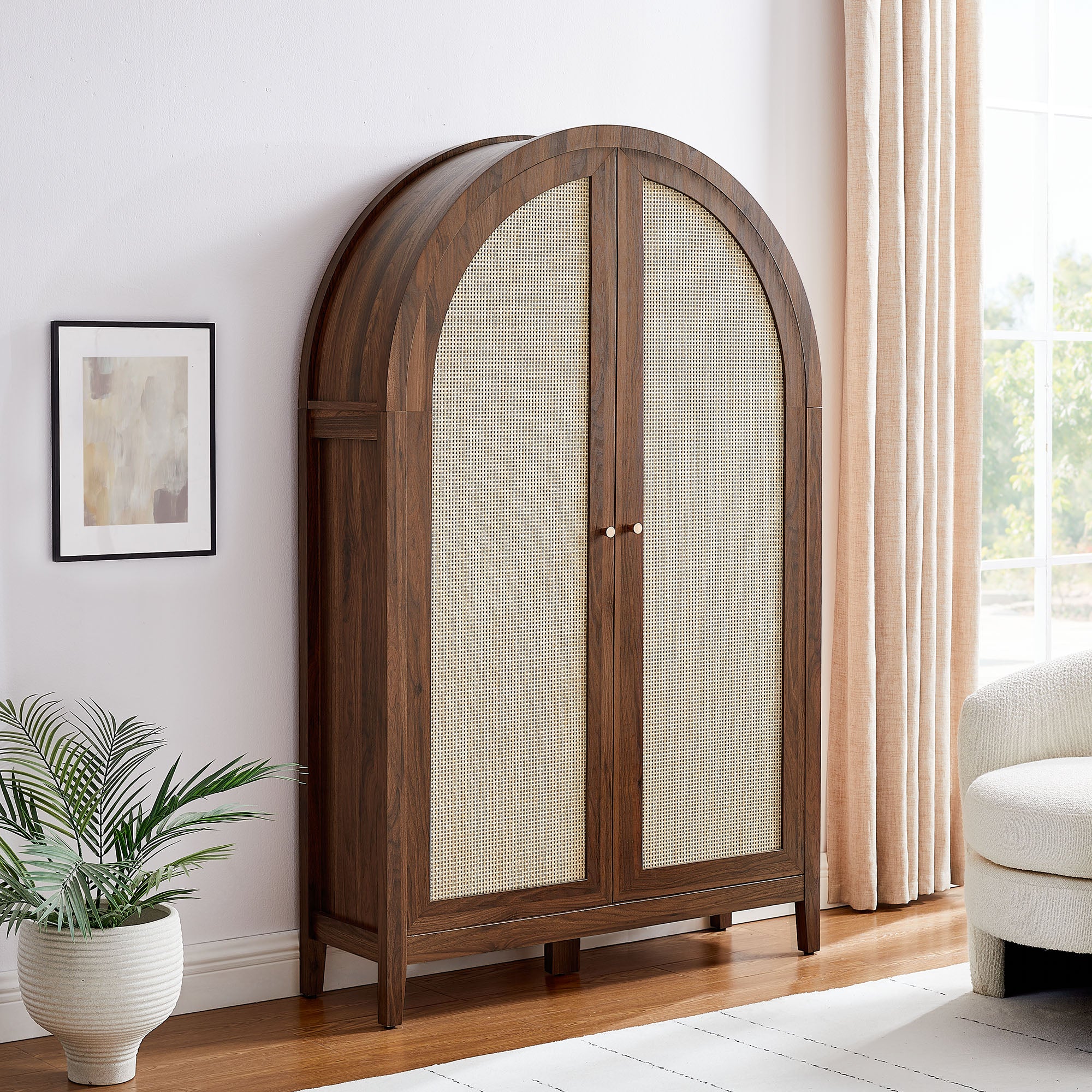 Modway EEI-7604 Calista 63 Inch Arched Storage Cabinet With Folding Desk