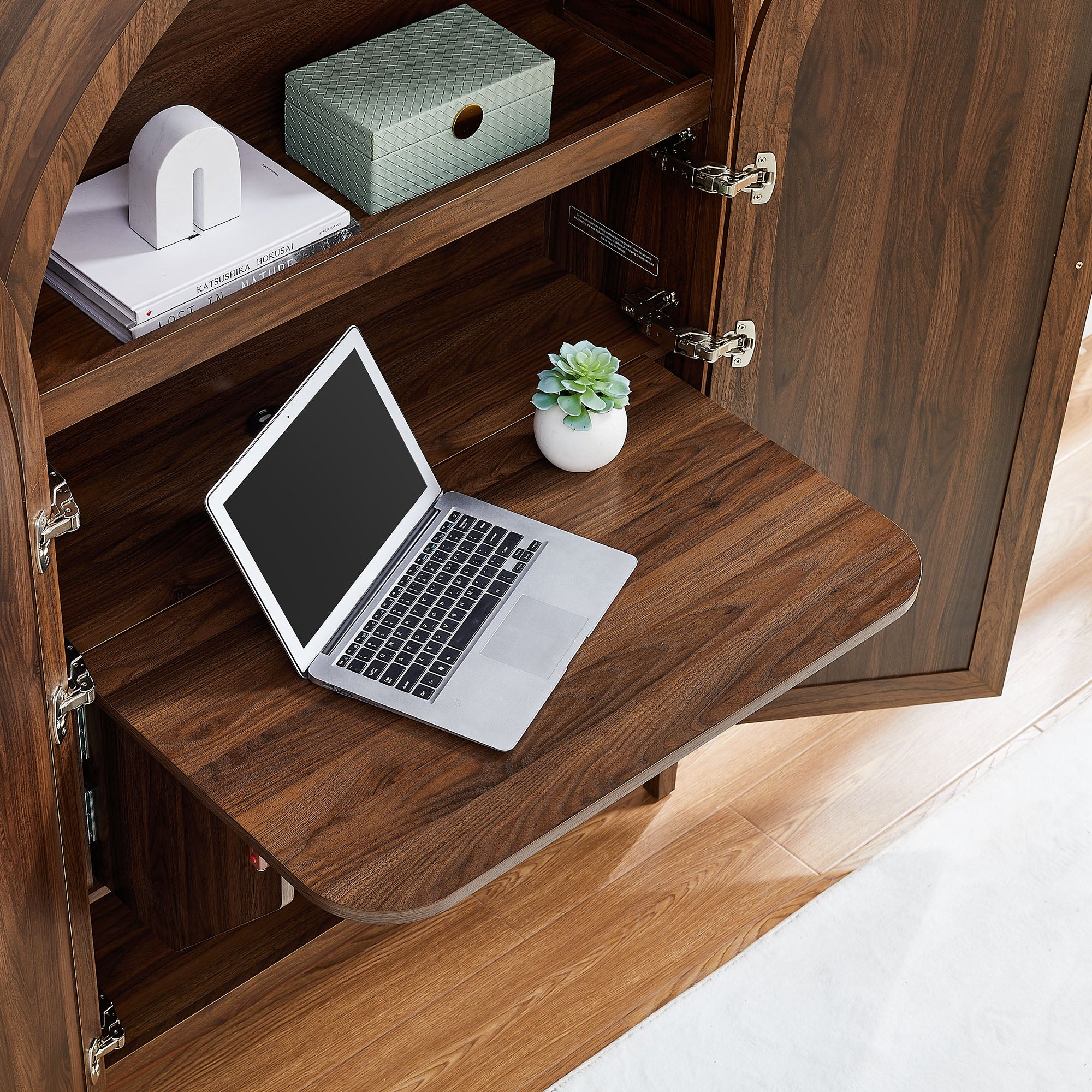 Modway EEI-7604 Calista 63 Inch Arched Storage Cabinet With Folding Desk
