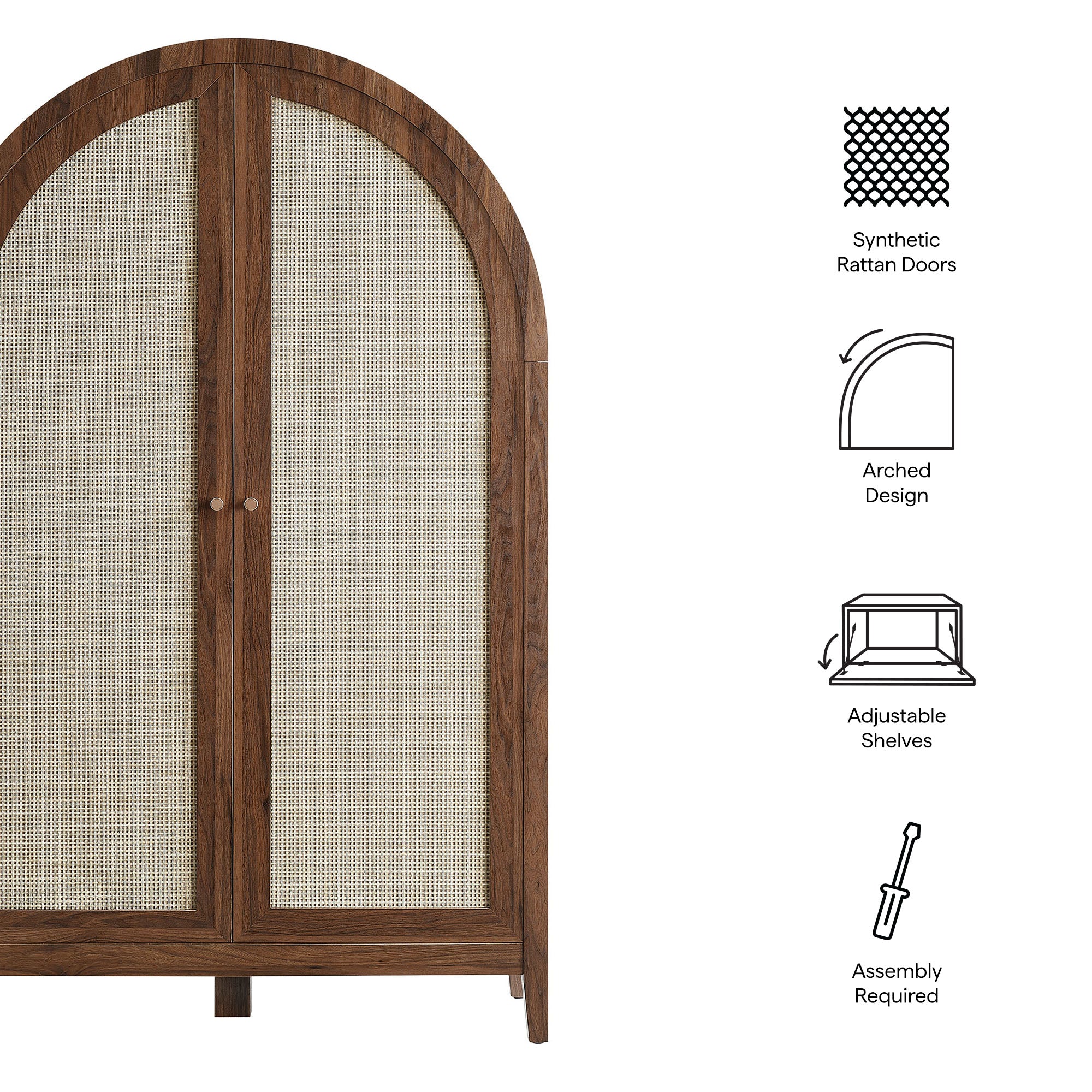 Modway EEI-7604 Calista 63 Inch Arched Storage Cabinet With Folding Desk