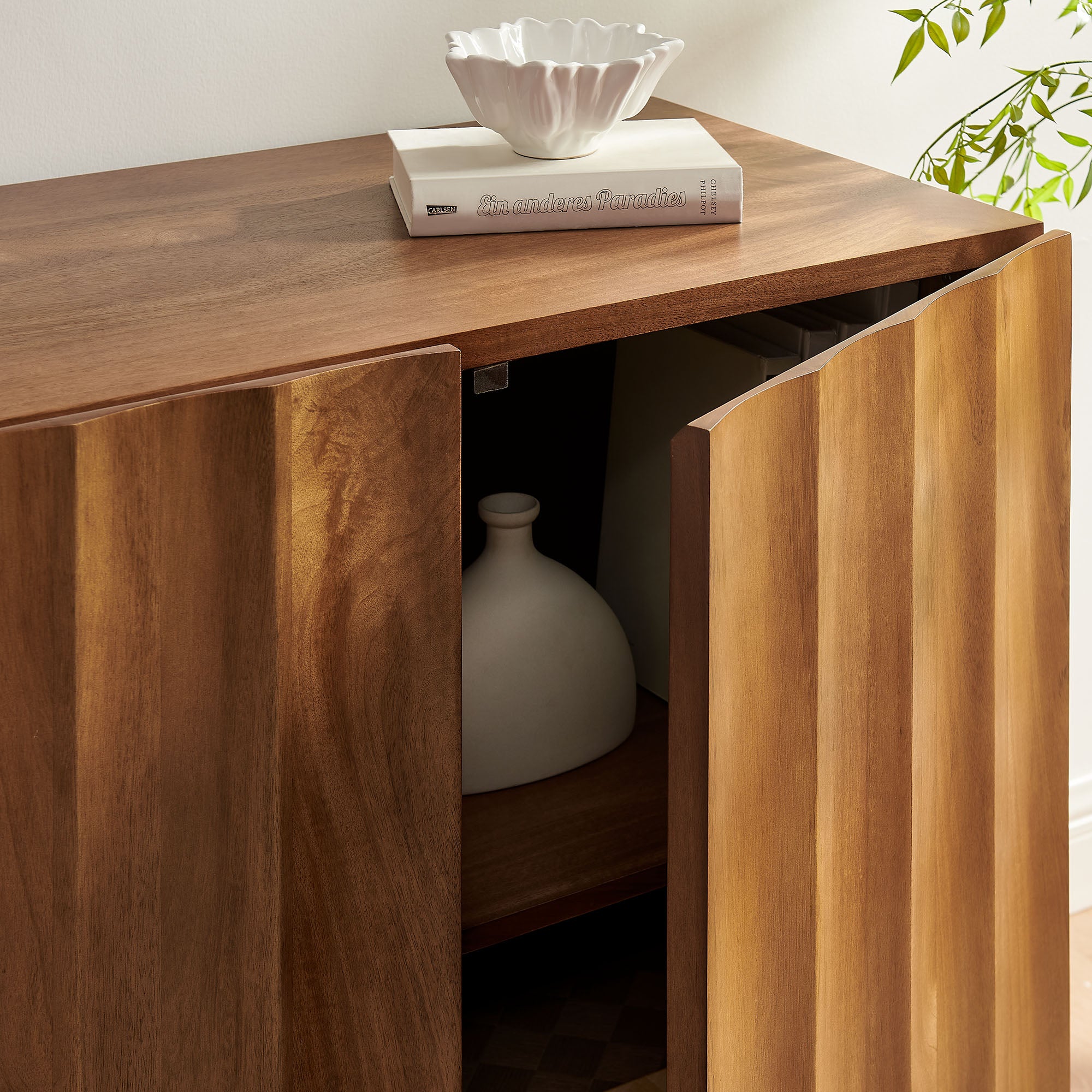 Modway EEI-7605 Sorren 54 Inch Scalloped Wood 3-Door Sideboard