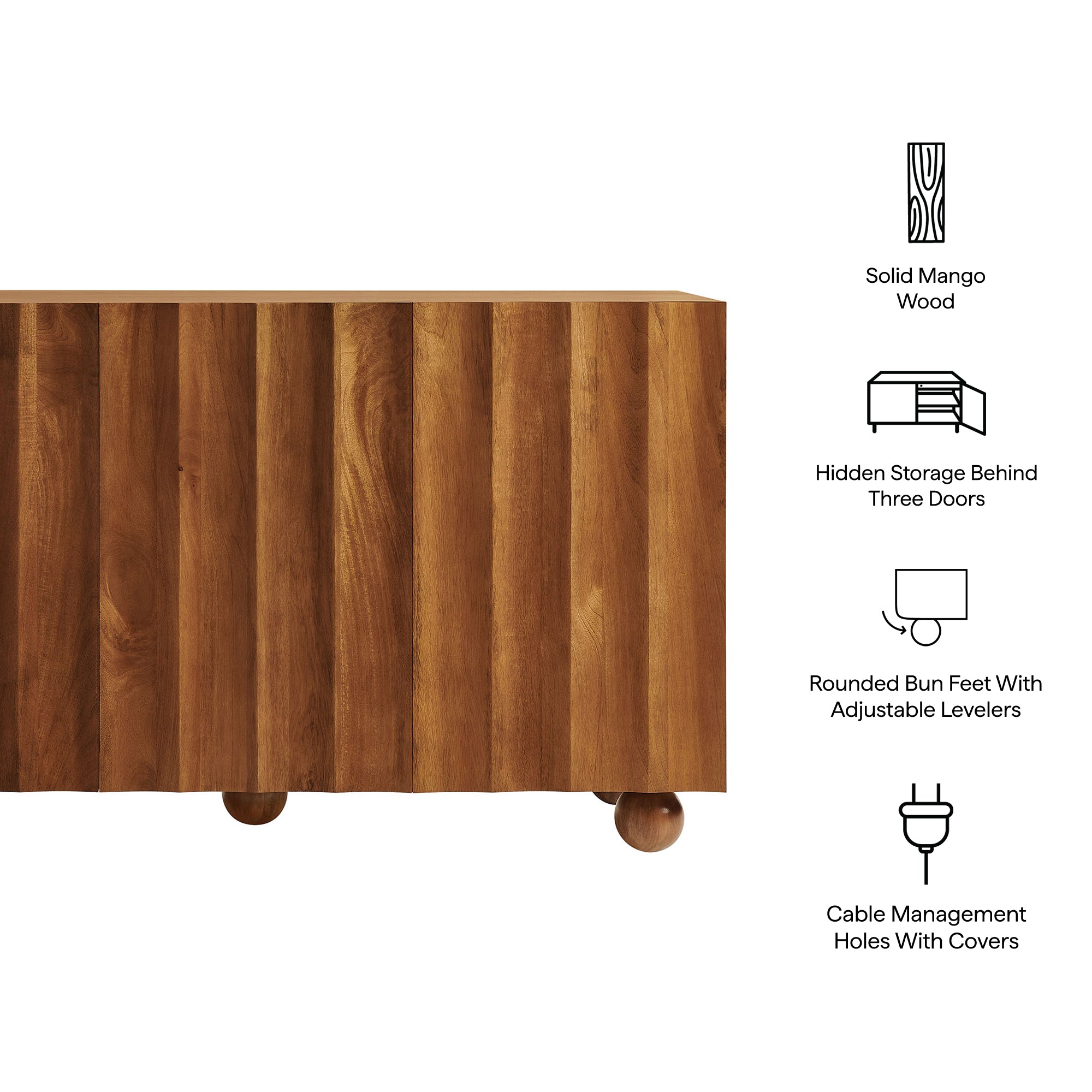 Modway EEI-7605 Sorren 54 Inch Scalloped Wood 3-Door Sideboard