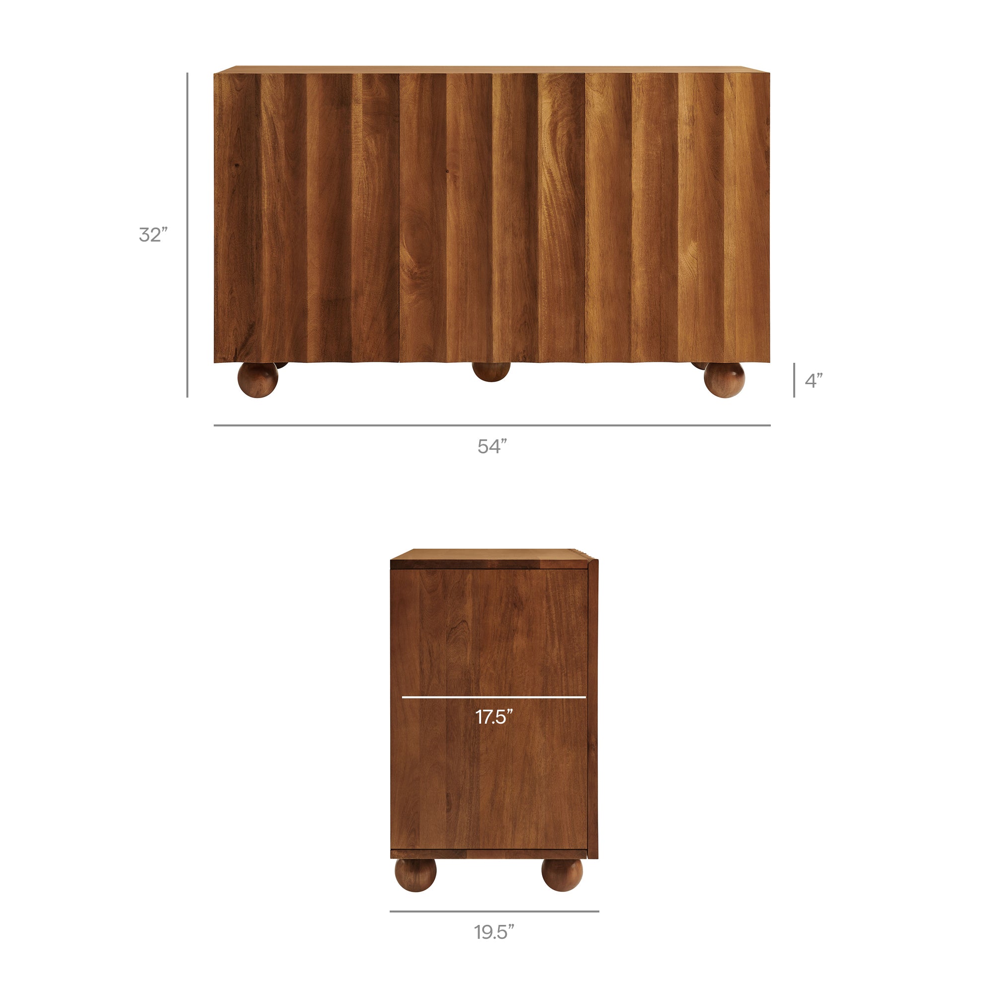 Modway EEI-7605 Sorren 54 Inch Scalloped Wood 3-Door Sideboard