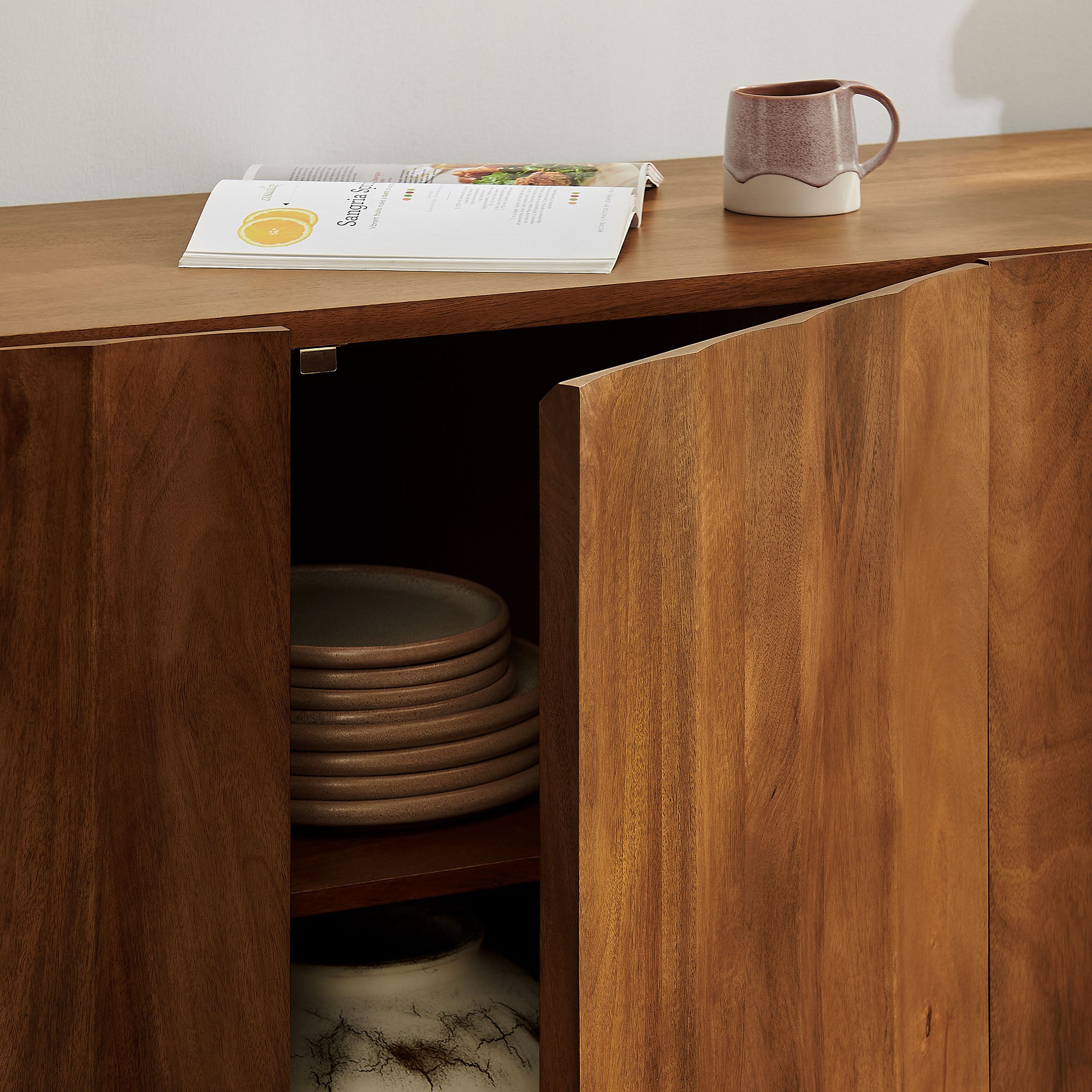 Modway EEI-7606 Sorren 72 Inch Scalloped Wood 4-Door Sideboard