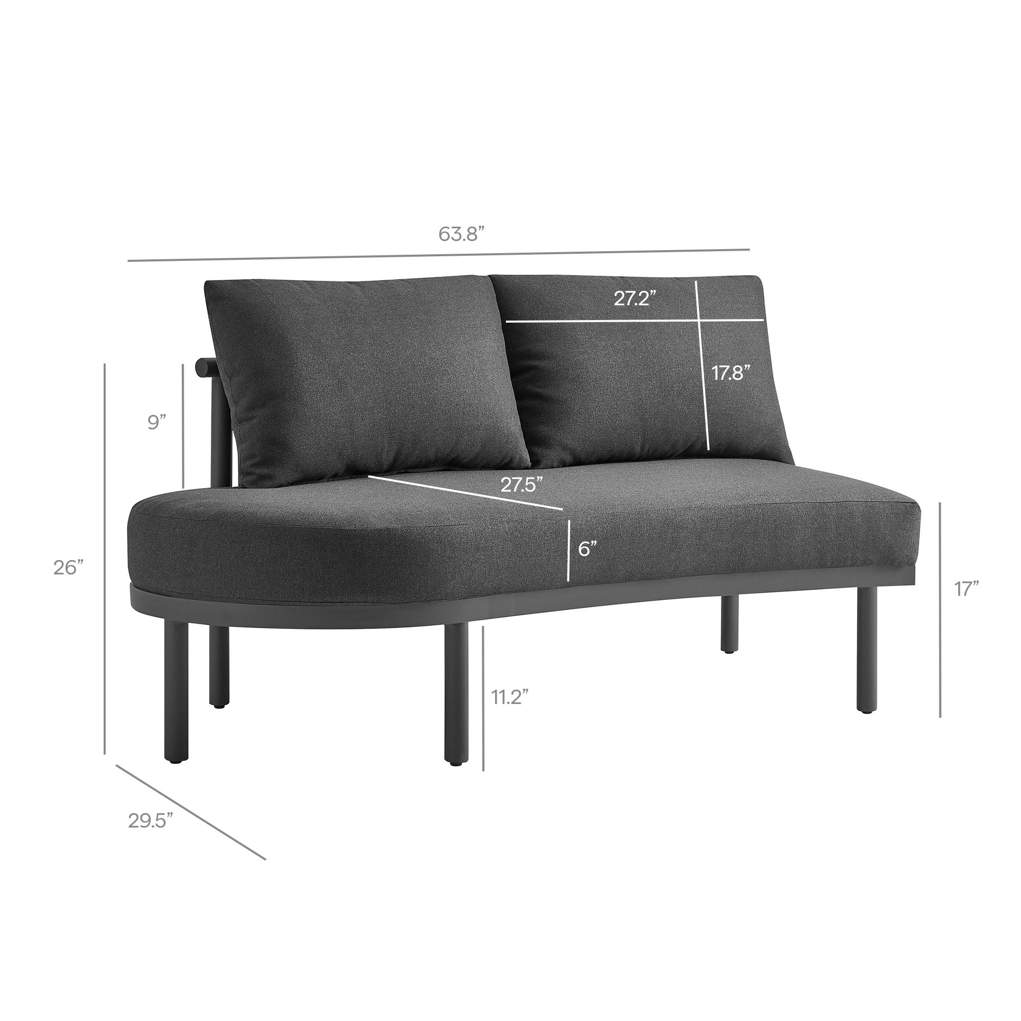 Modway Porta 5 Piece Outdoor Patio Aluminum Modular Sofa Set EEI-7614