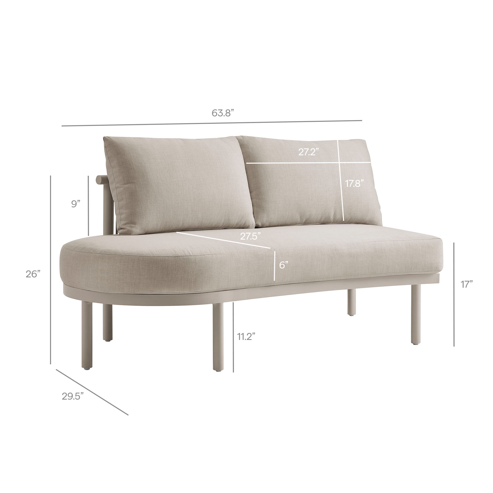 Modway Porta 4 Piece Outdoor Patio Aluminum Modular Sofa Set EEI-7613