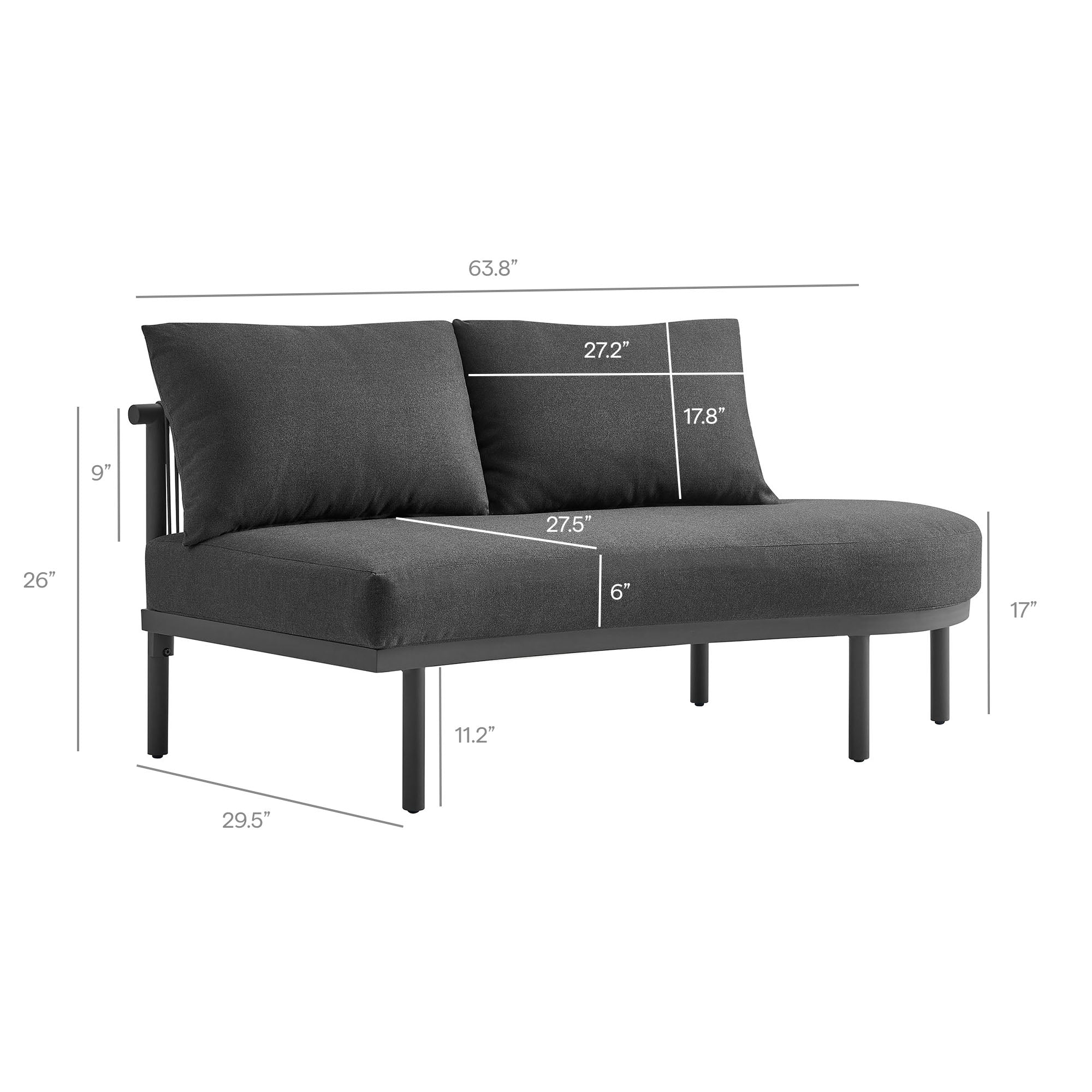 Modway Porta Right-Arm Facing Outdoor Patio Aluminum Modular Piece EEI-7608