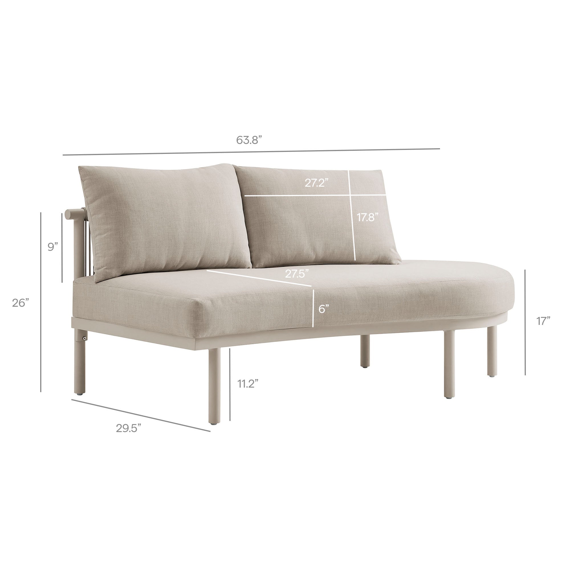 Modway Porta Right-Arm Facing Outdoor Patio Aluminum Modular Piece EEI-7608
