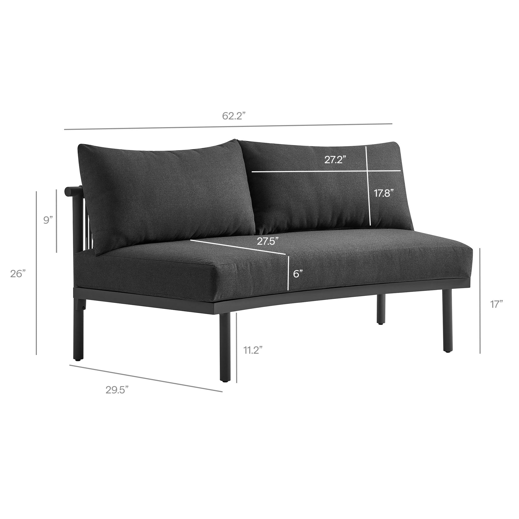 Modway Porta Armless Outdoor Patio Aluminum Modular Piece EEI-7609