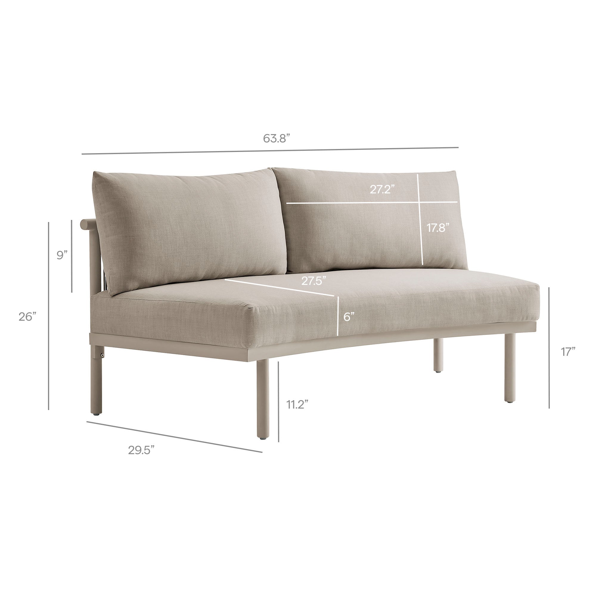 Modway Porta 5 Piece Outdoor Patio Aluminum Modular Sofa Set EEI-7614