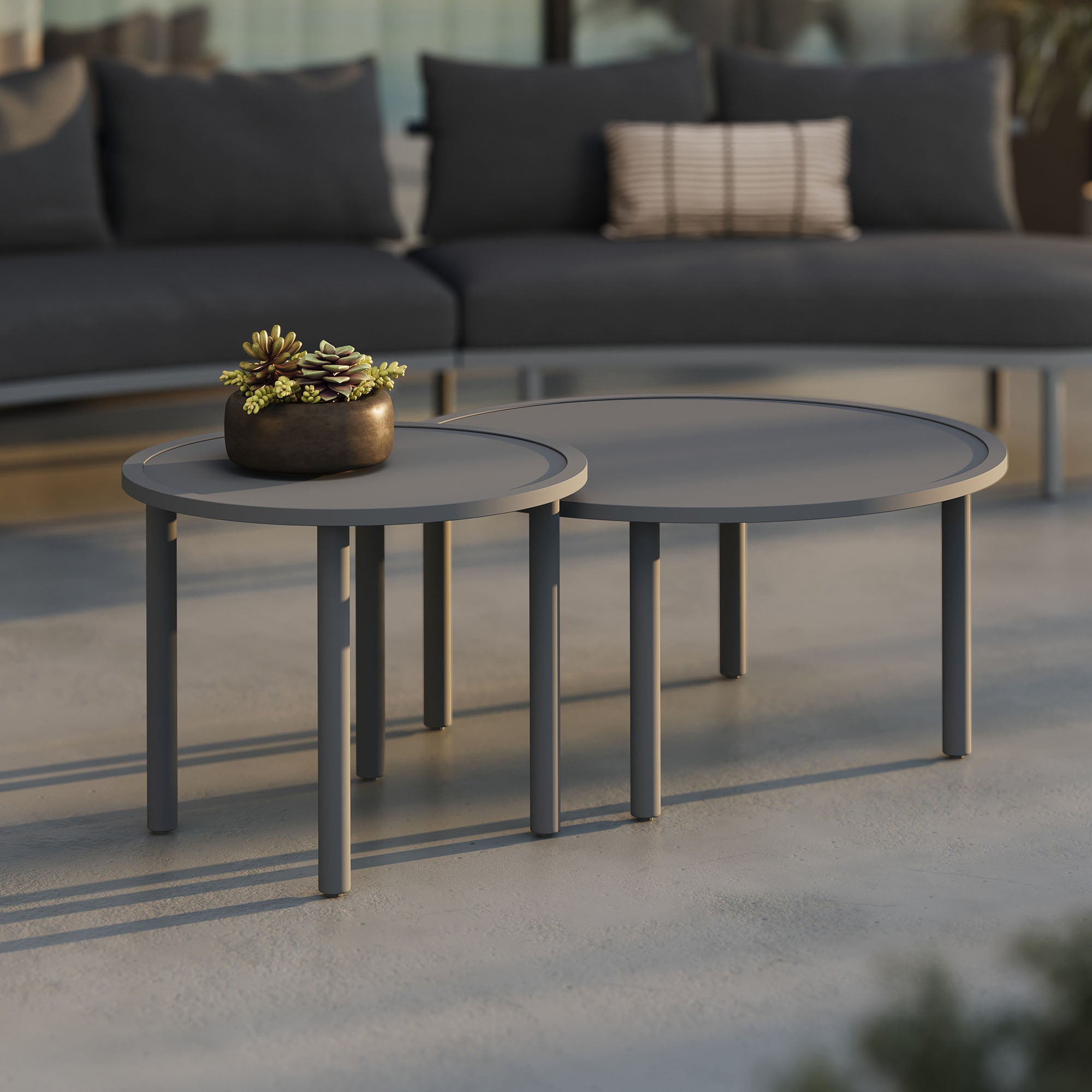 Modway Porta 2 Piece Nesting Outdoor Patio Aluminum Coffee Table Set EEI-7610