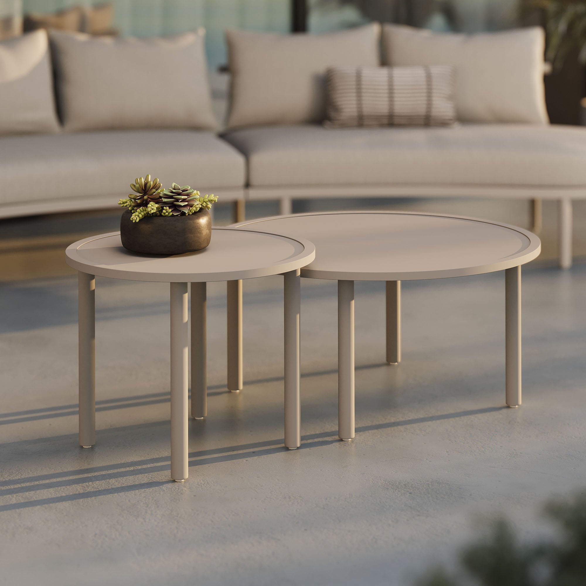 Modway Porta 2 Piece Nesting Outdoor Patio Aluminum Coffee Table Set EEI-7610