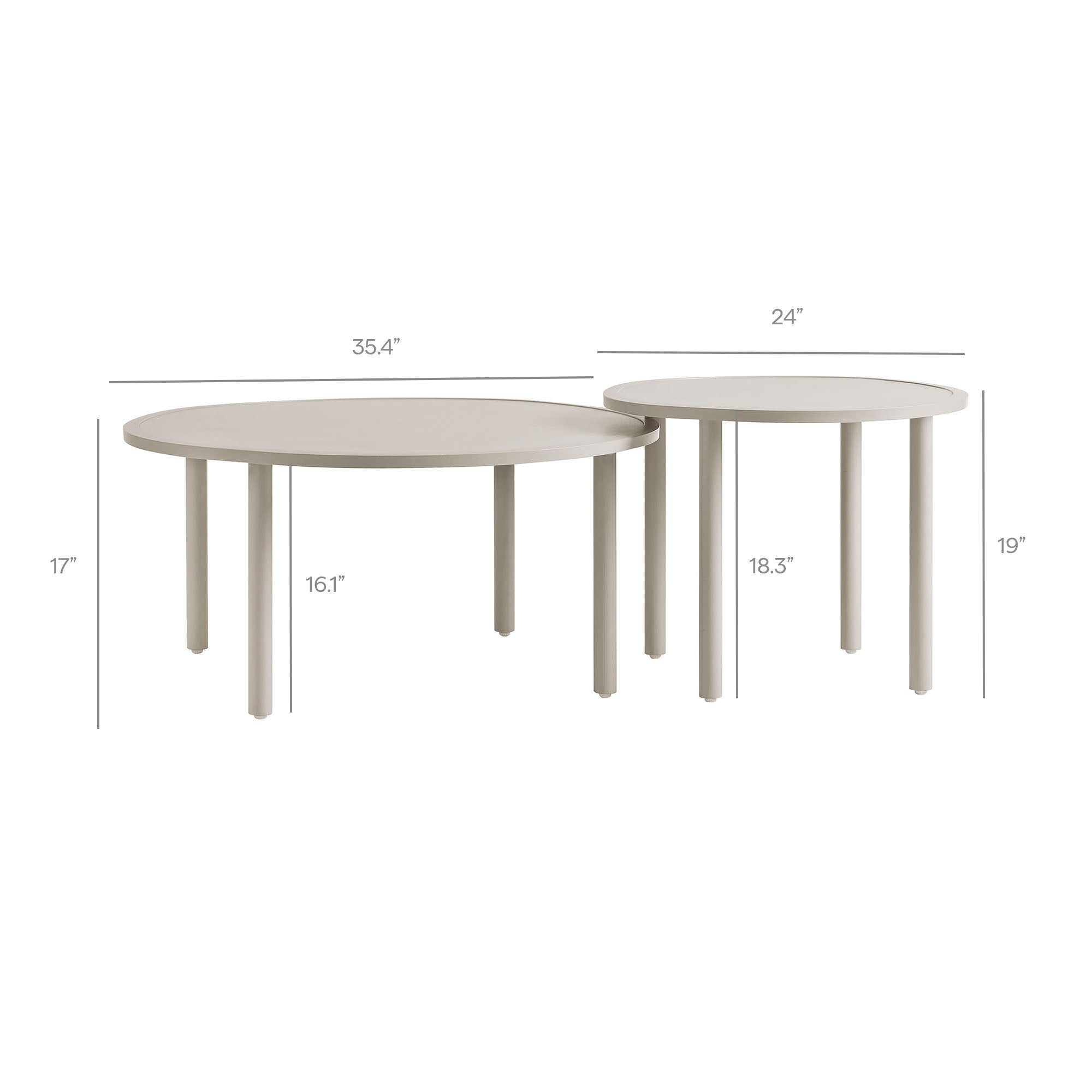 Modway Porta 2 Piece Nesting Outdoor Patio Aluminum Coffee Table Set EEI-7610