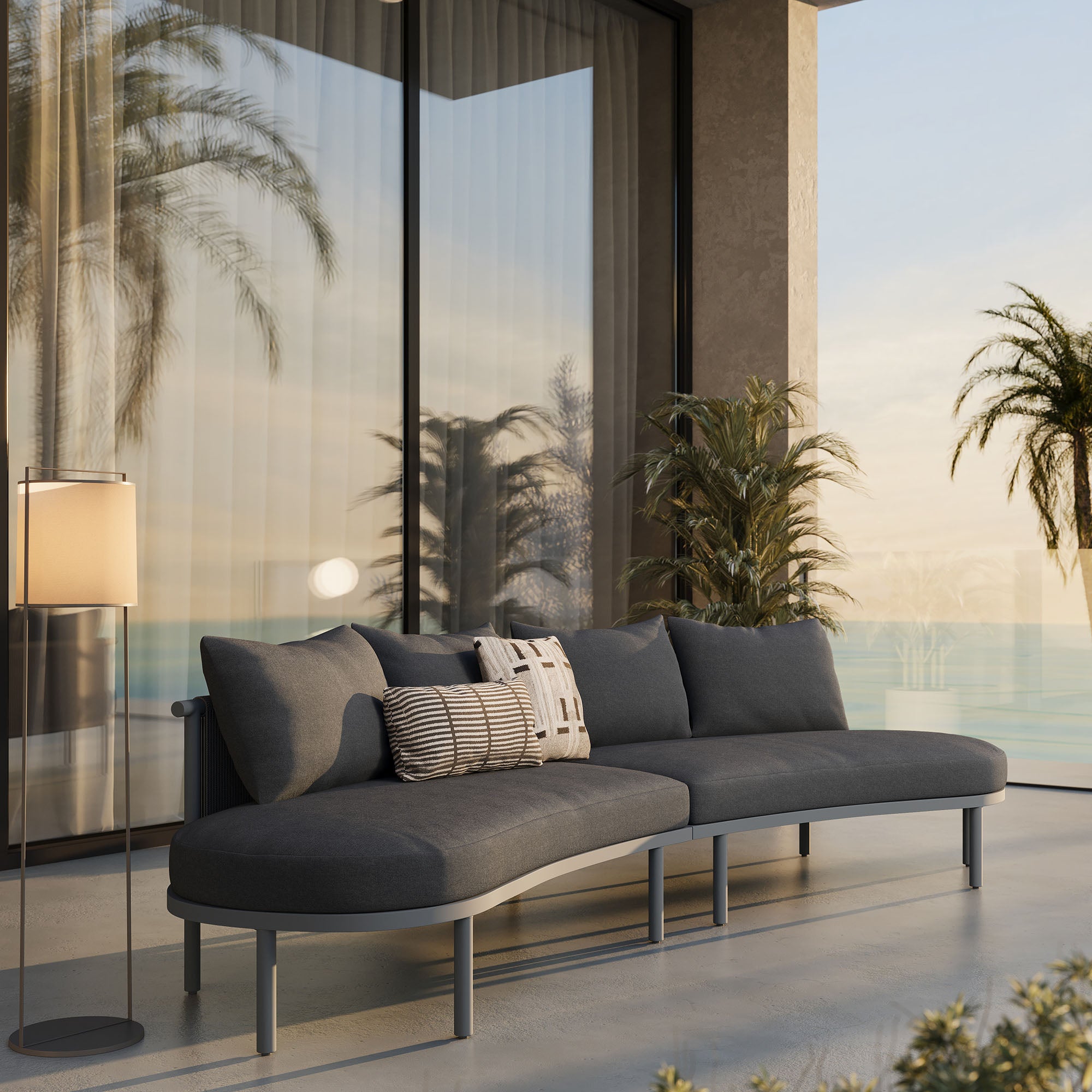 Modway Porta 2 Piece Outdoor Patio Aluminum Modular Sofa EEI-7611