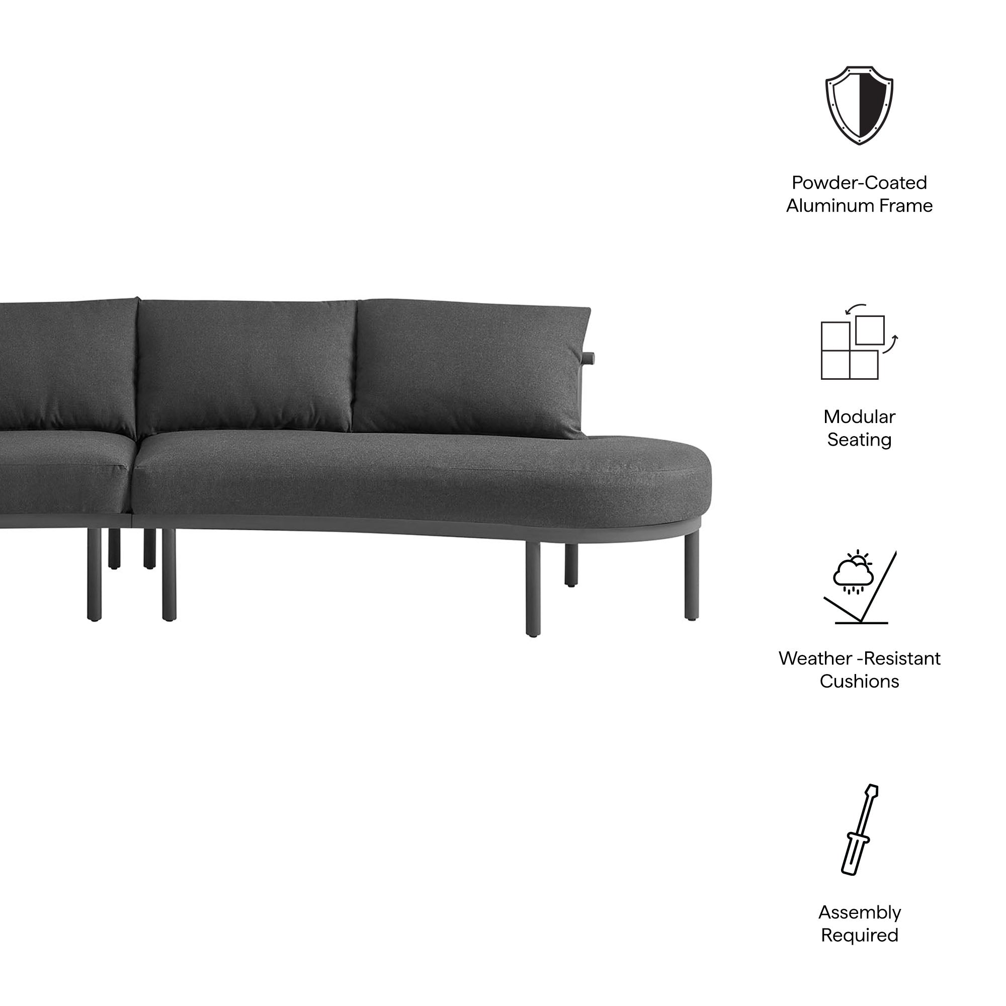 Modway Porta 2 Piece Outdoor Patio Aluminum Modular Sofa EEI-7611