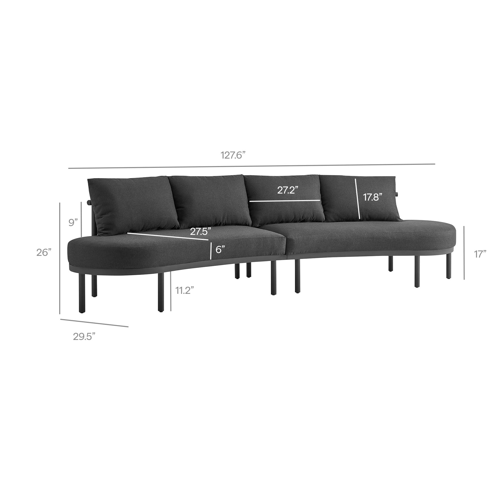 Modway Porta 2 Piece Outdoor Patio Aluminum Modular Sofa EEI-7611