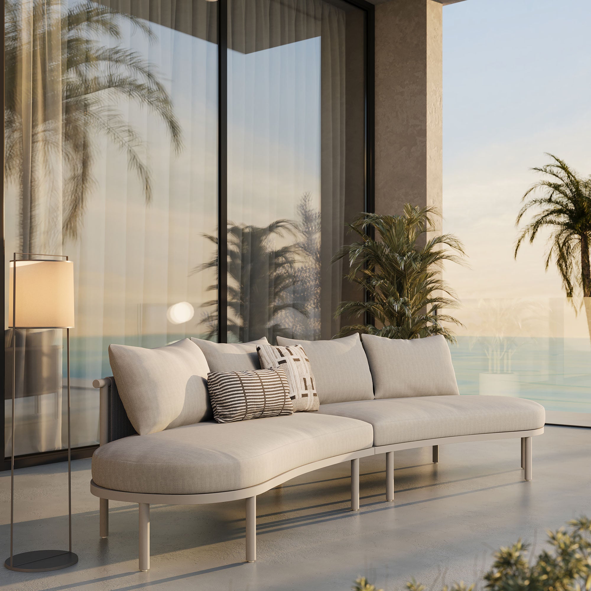 Modway Porta 2 Piece Outdoor Patio Aluminum Modular Sofa EEI-7611