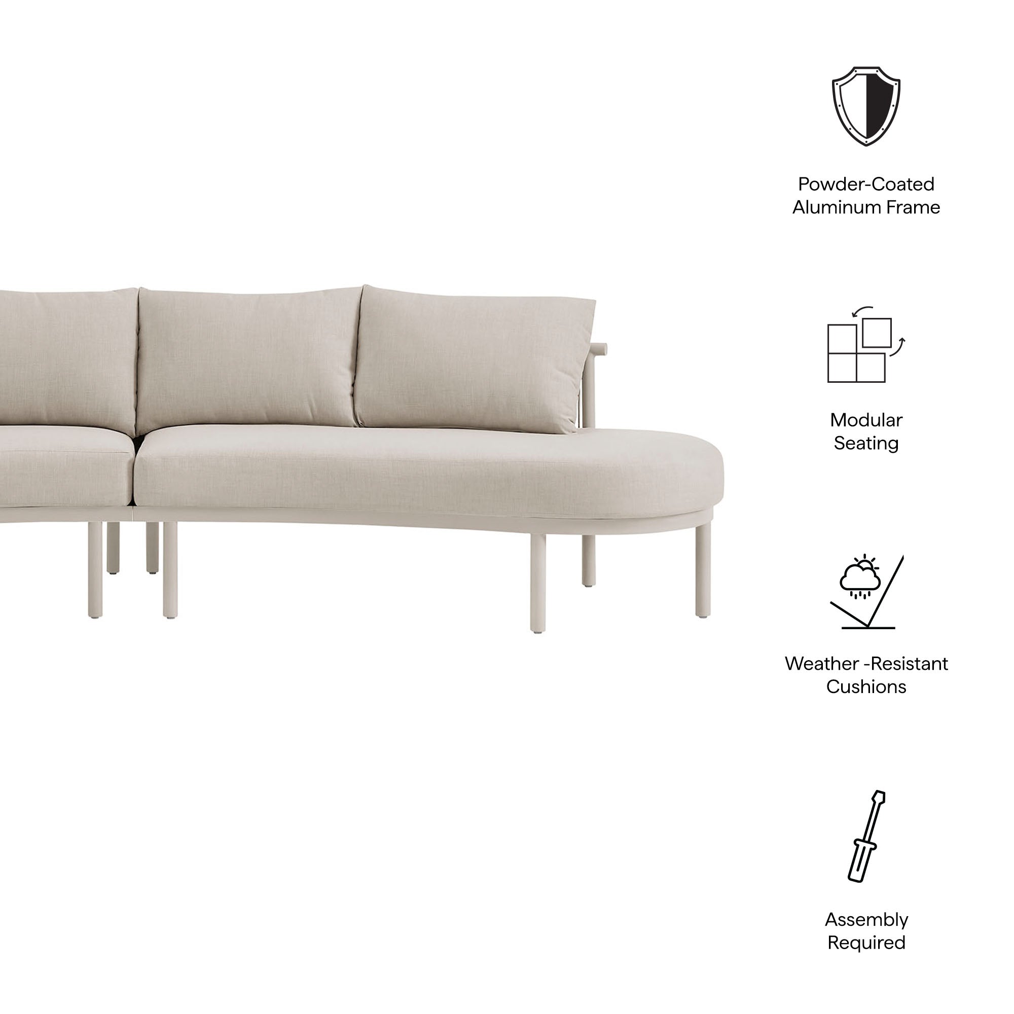 Modway Porta 2 Piece Outdoor Patio Aluminum Modular Sofa EEI-7611